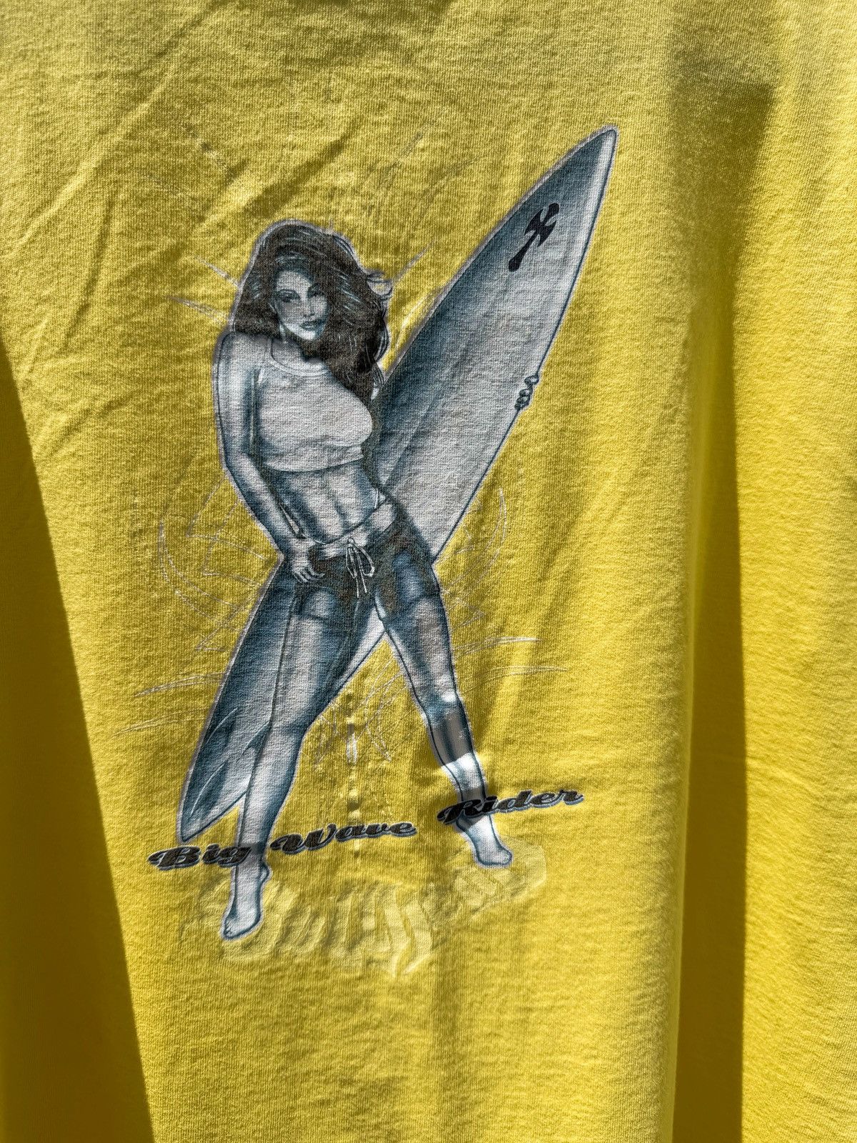 Bullhead Denim Co. Vintage Y2K Bullhead Surf T-Shirt Men’s XL Yellow Cropped Size US XL / EU 56 / 4 - 8 Thumbnail
