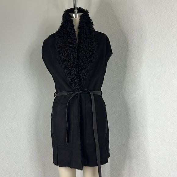 Drome DROMe Reversible Tie Gillet Belted Fur Leather Vest Black Size S / US 4 / IT 40 - 7 Thumbnail