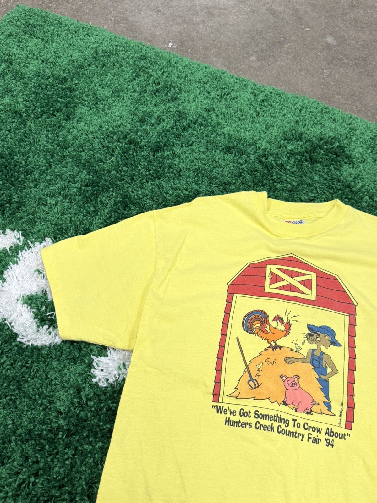 Hanes × Vintage 90s Yellow Hanes Farmer / Barn Country Fair Tee 1994 XL Size US XL / EU 56 / 4 - 3 Thumbnail