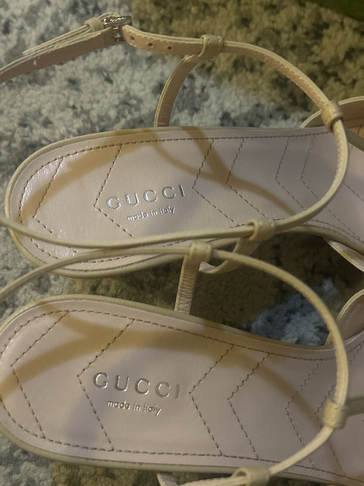 Gucci Gucci Double G T-Bar Leather Pumps Wheat Size US 10 / IT 40 - 5 Thumbnail