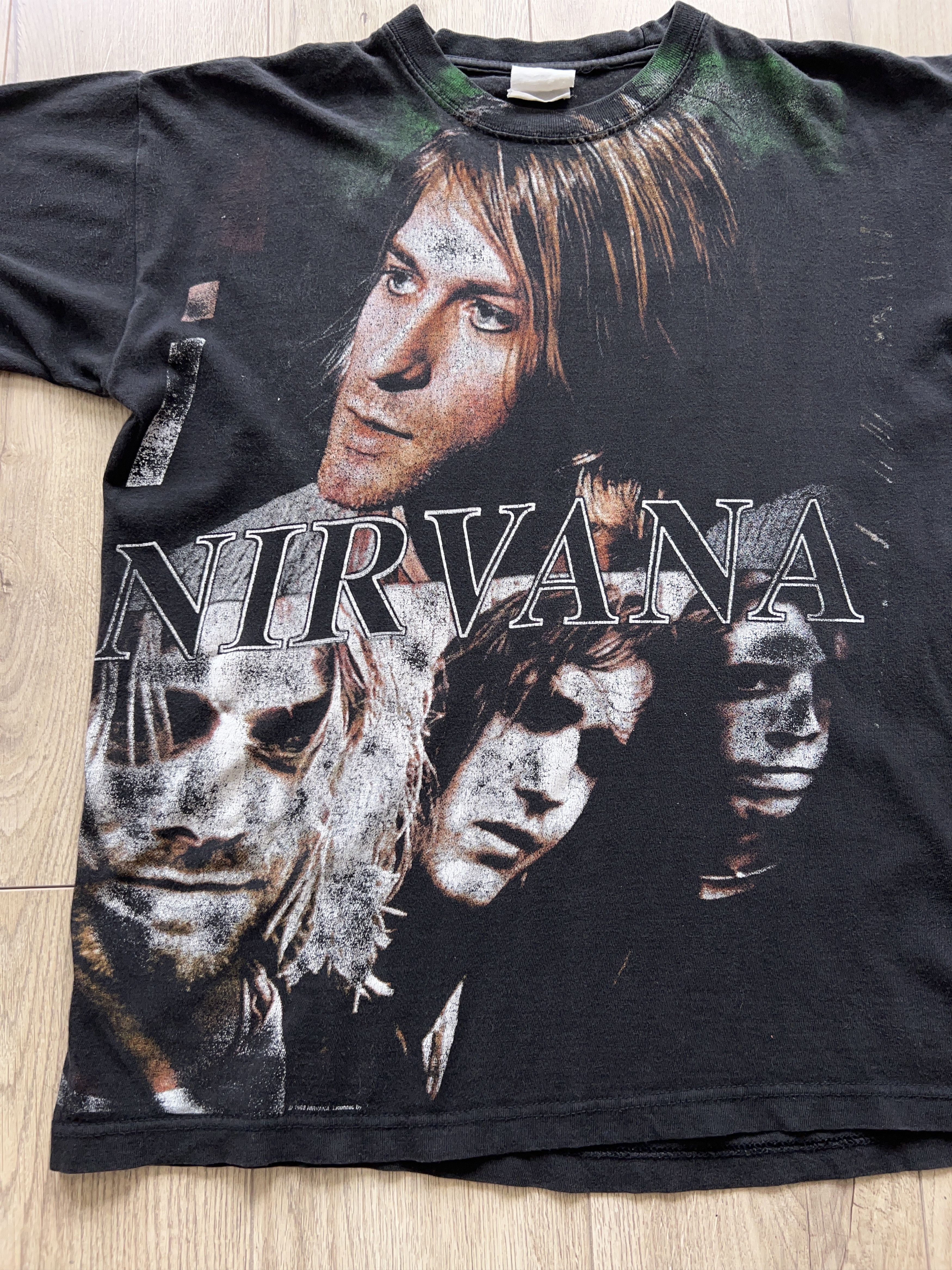 Nirvana × Vintage 1990s Kurt Cobain All Over T Shirt Tee Rock Band Size M Size US M / EU 48-50 / 2 - 3 Thumbnail