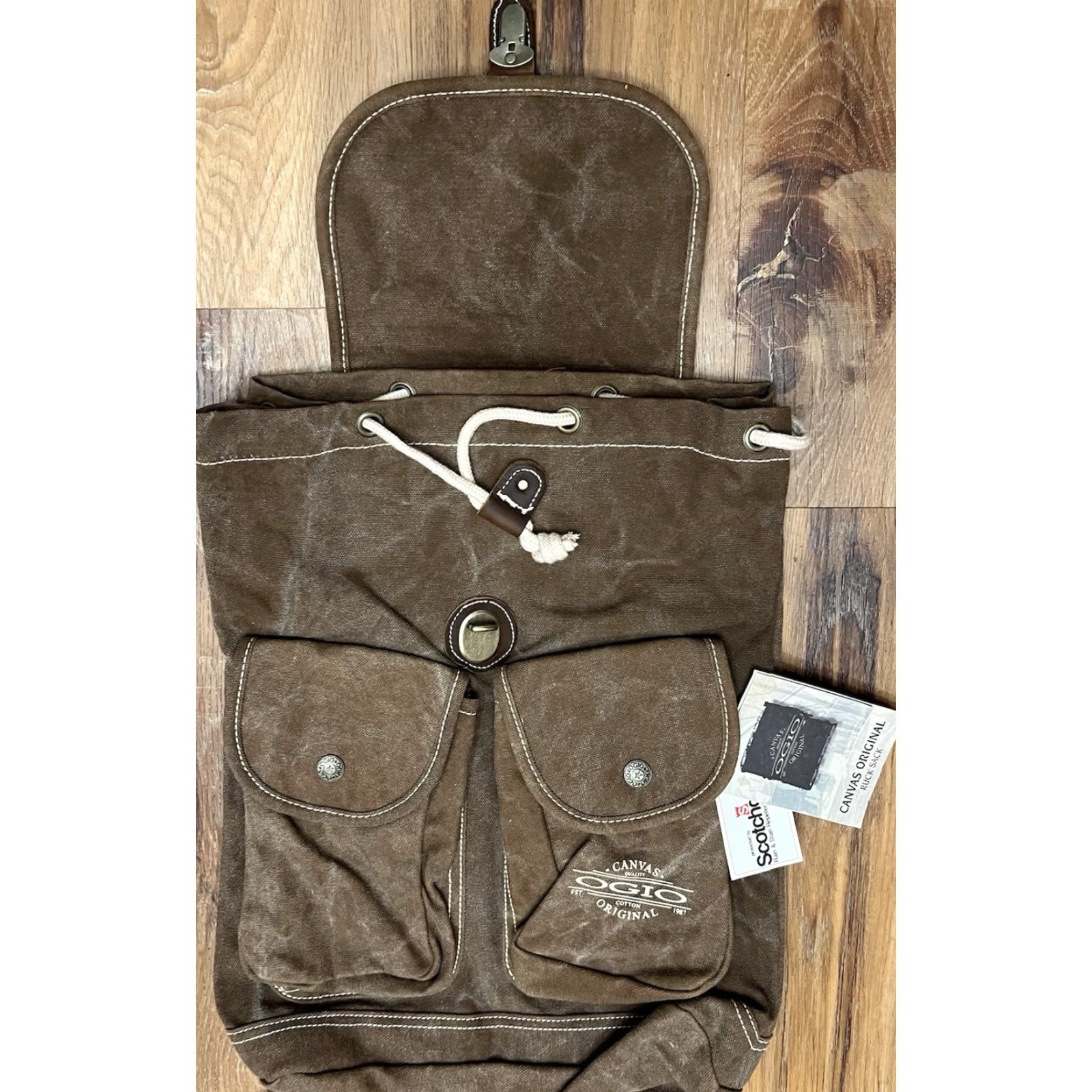 Vintage VINTAGE OGIO Canvas Ruck Sack Backpack Unisex Adults Brown 17x12x7 Distressed College Grunge Travel Pockets Adjustable Strap 2 Available Size ONE SIZE - 2 Thumbnail
