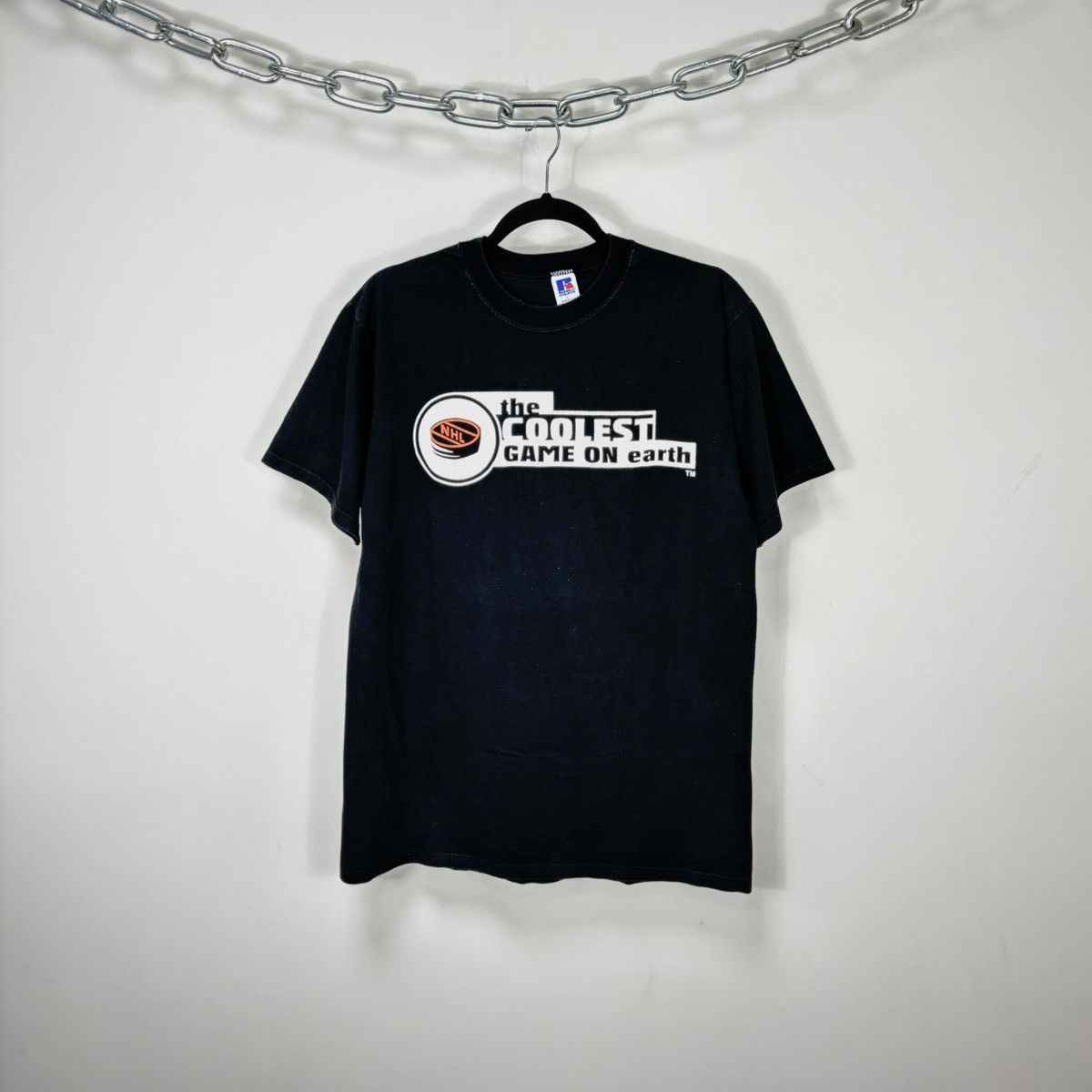 Russell Athletic Vintage 90s Russell Athletic USA Logo NHL Black T-Shirt Tee Size US L / EU 52-54 / 3 - 1 Thumbnail