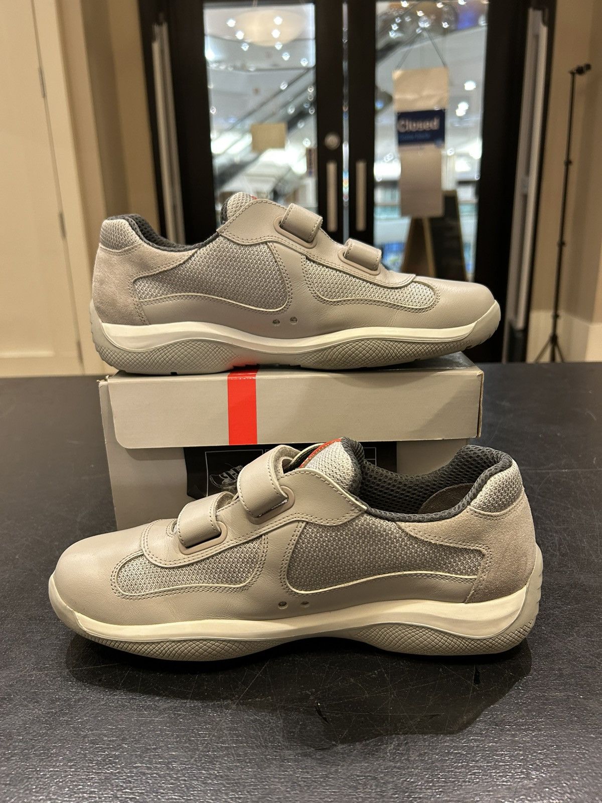 Prada Prada Americas Cup Strap Sneaker - Grey Size US 5.5 / EU 38 - 2 Thumbnail