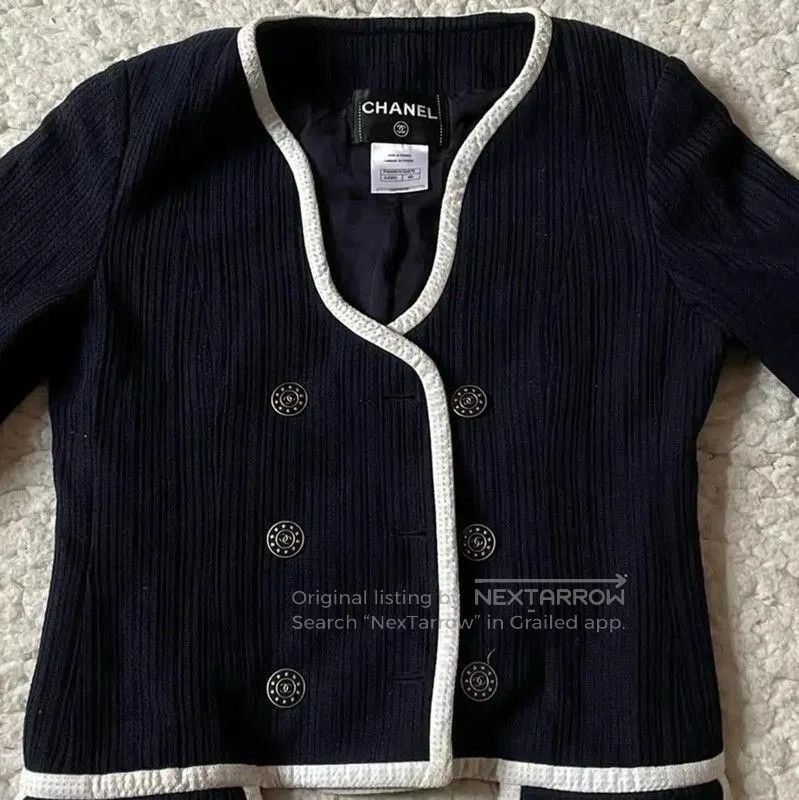 Chanel Chanel Black Women's Jacket with White Trim . Size M / US 6-8 / IT 42-44 - 5 Thumbnail