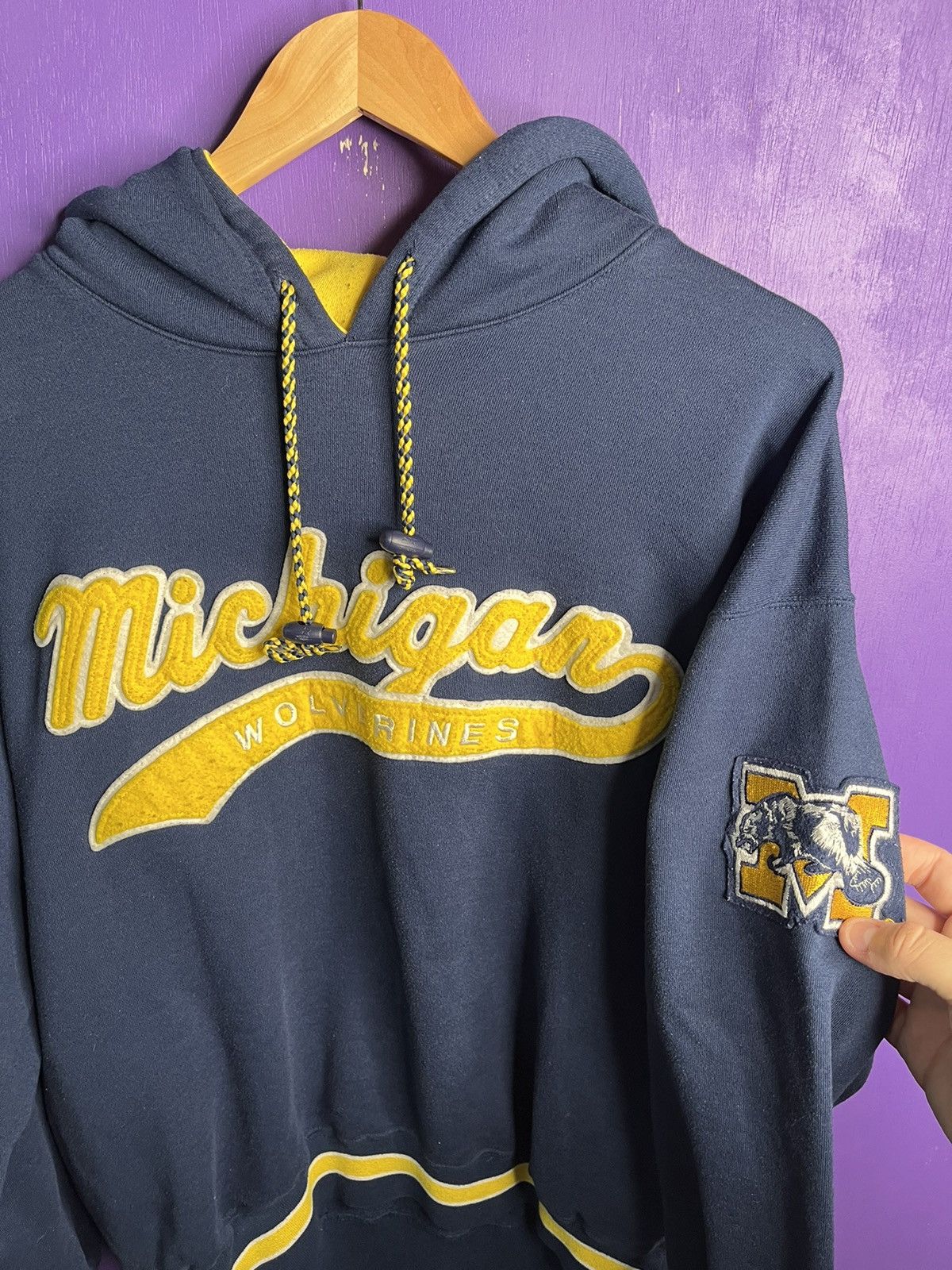 Starter × Vintage Vintage 90s Starter Michigan wolverines script logo hoodie Size US L / EU 52-54 / 3 - 3 Thumbnail