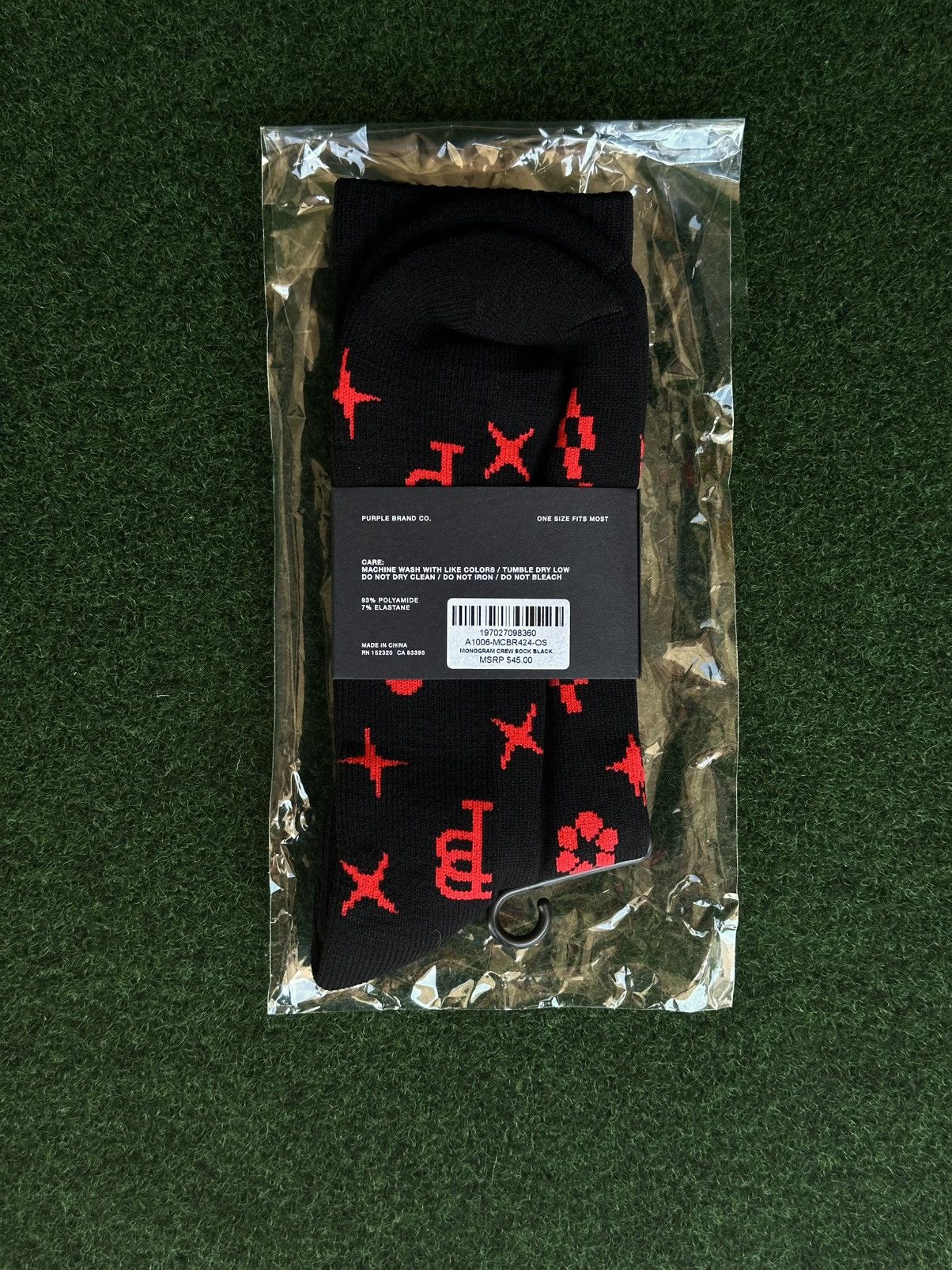 Purple Brand MONOGRAM CREW BLACK SOCKS Size OS Size ONE SIZE - 2 Thumbnail