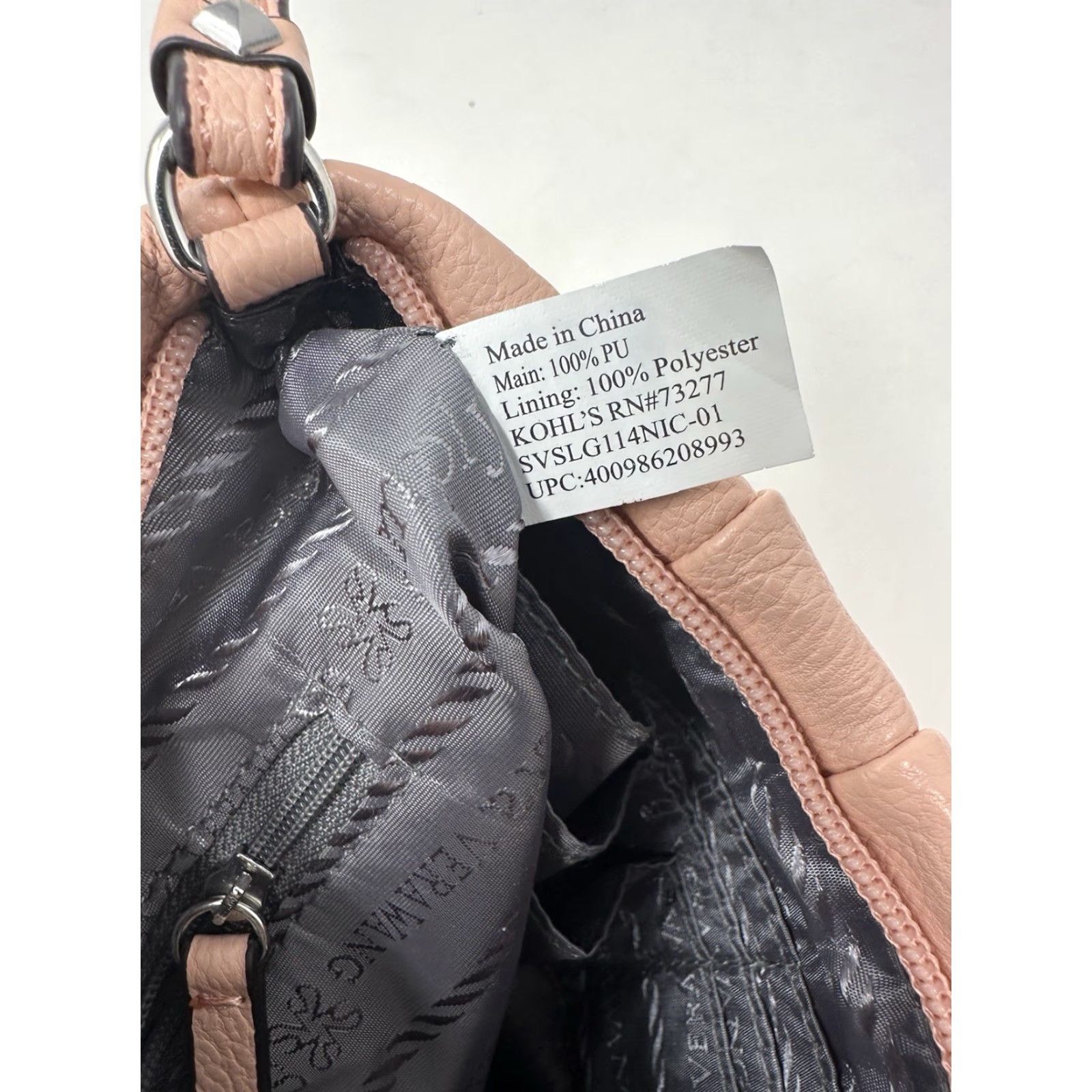Vintage Vera Wang Simply Simply Vera Bag Wristlet Peach Pink Zip Pleated PU Pebbled Pocket Cards Clutch Wrist Strap Faux Leather Women Small Size ONE SIZE - 7 Thumbnail