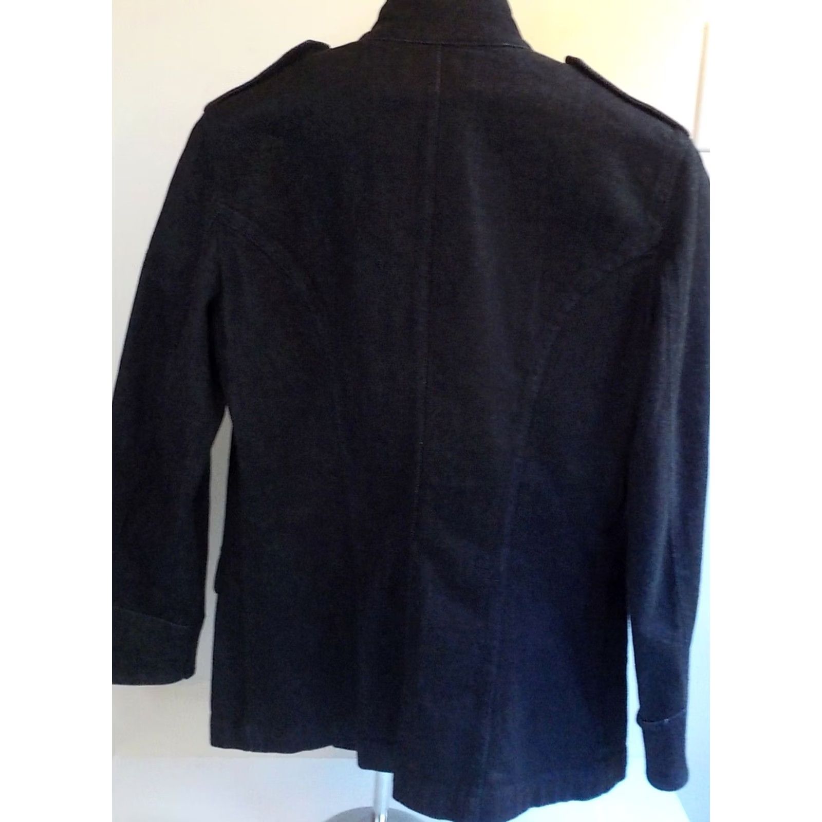 Denime VINTAGE Lauren Jeans Co. Ralph Lauren Gold Button Military Style Denim Blazer SZ S Blazer Womens Blue 90s Size 28" / US 6 / IT 42 - 3 Thumbnail