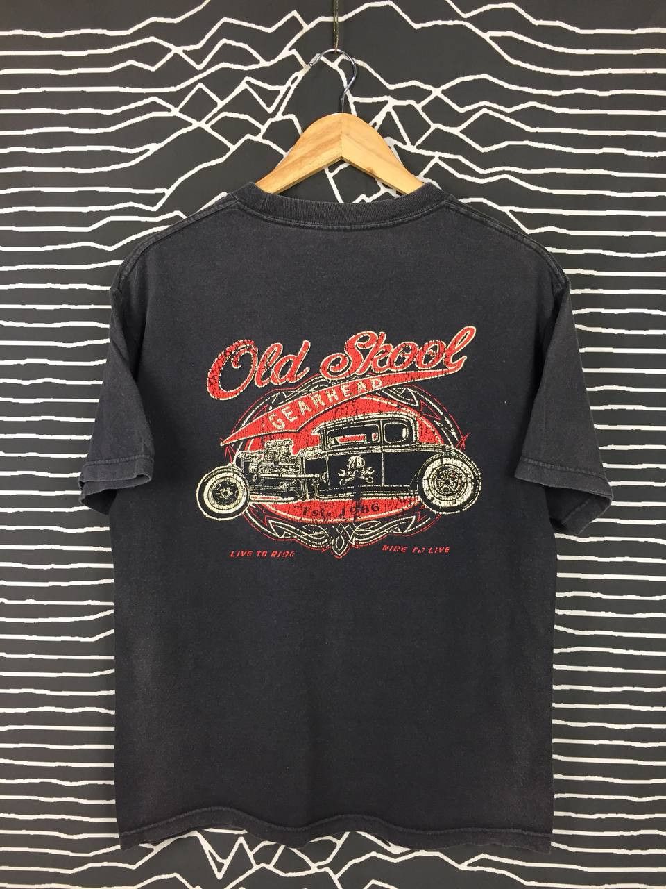 Route 66 × Vintage Vtg Route 66 Old Skool Gearhead Live To Ride Tee Size US M / EU 48-50 / 2 - 8 Thumbnail