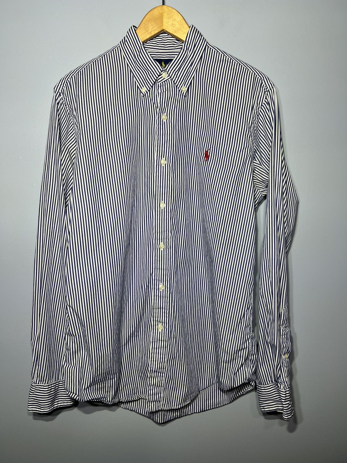 Polo Ralph Lauren Polo Ralph Lauren Men's Sz M Blue Striped Oxford Red Pony Size US M / EU 48-50 / 2 - 2 Thumbnail