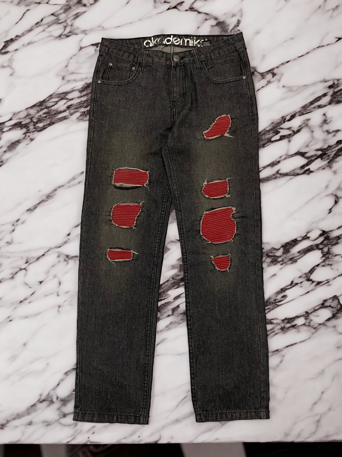 GOSTAR DE FUGA Akademiks Jeans Design Pading Red for Biker Rider Size US 32 / EU 48 - 1 Thumbnail