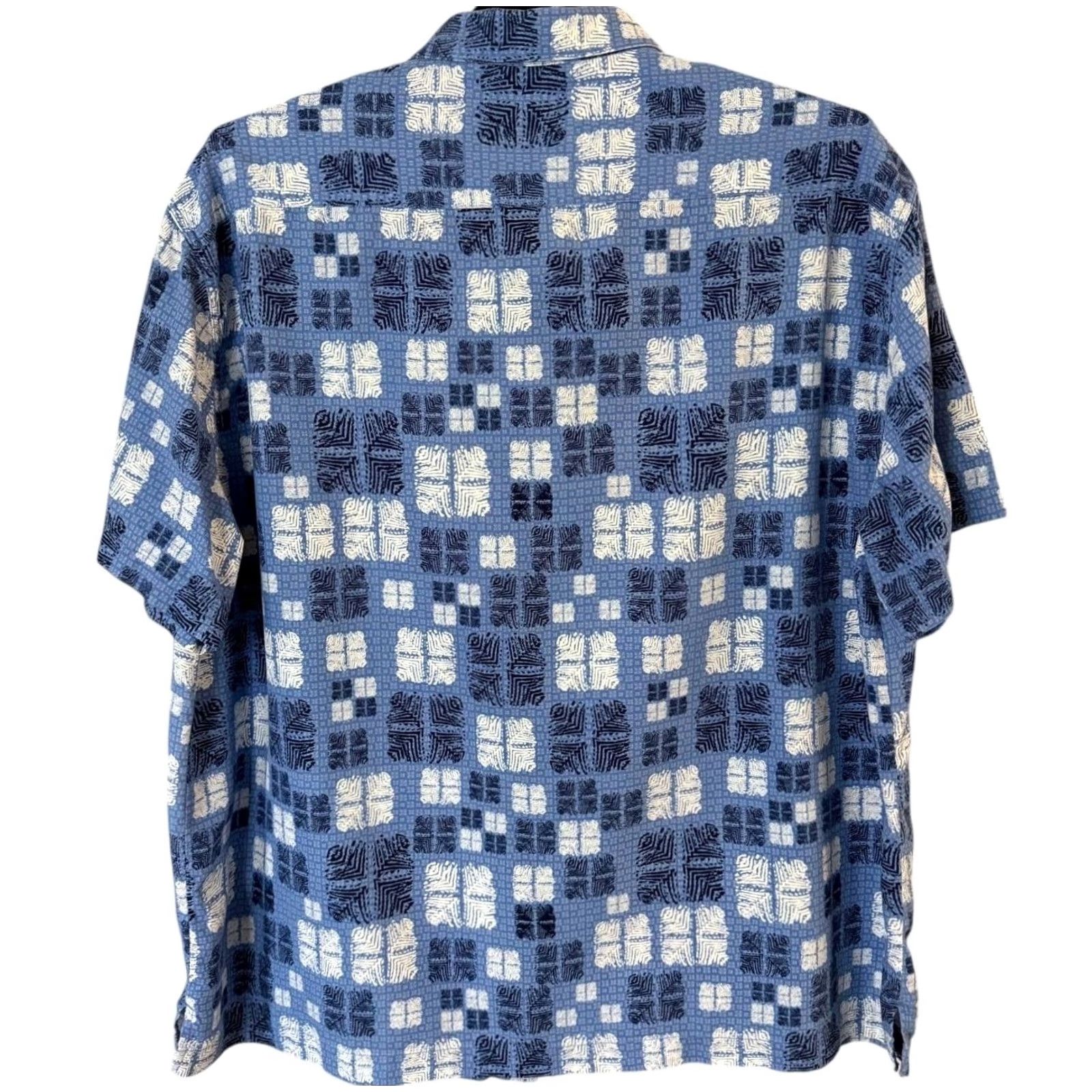 Nat Nast VINTAGE Nat Nast Luxury Originals Silk Button-Up Shirt Blue Hawaiian Geometric Shirt Mens XXL Geometric Beach Preppy Button-Up Size US XXL / EU 58 / 5 - 4 Thumbnail