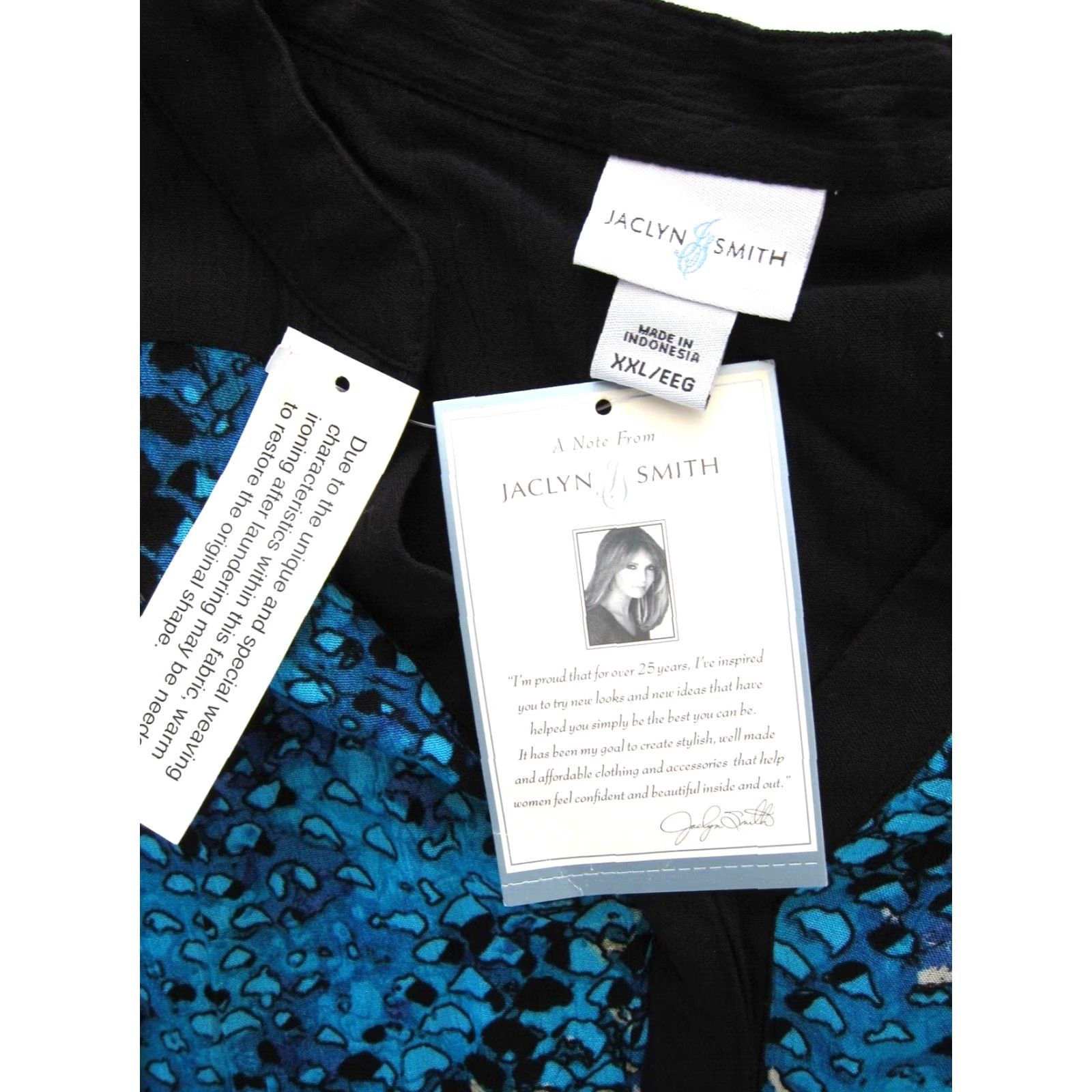 Vintage NWT Jaclyn Smith Blue Black 100% Rayon Sleeveless Long Maxi Midi Sun Dress XXL Dress Size XXL / US 16-18 / IT 52-54 - 4 Thumbnail