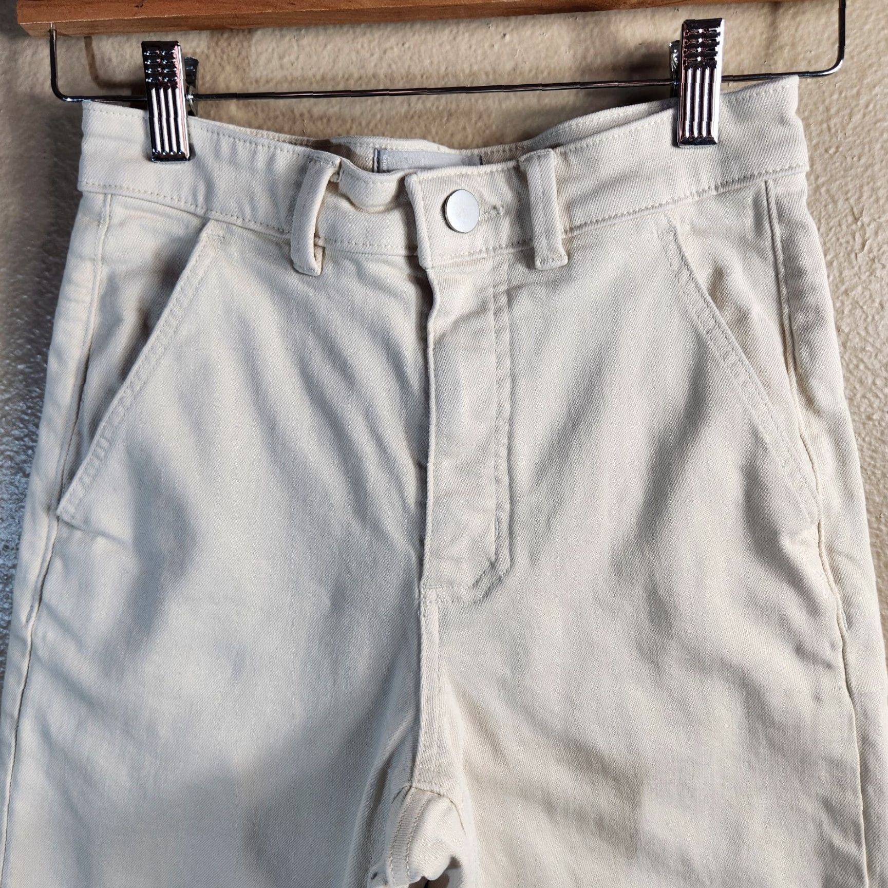Everlane Everlane Womens |2 Short| Sandstone Utility Straight-Leg Crop Pants Beige Cotton Twill High Rise Front Pockets Cropped 24" Inseam Womens Size 26" / US 2 / IT 38 - 4 Thumbnail