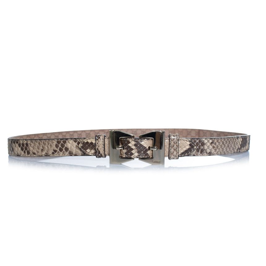 Gucci Gucci, python leather belt with gold metal bow Size ONE SIZE - 1 Thumbnail