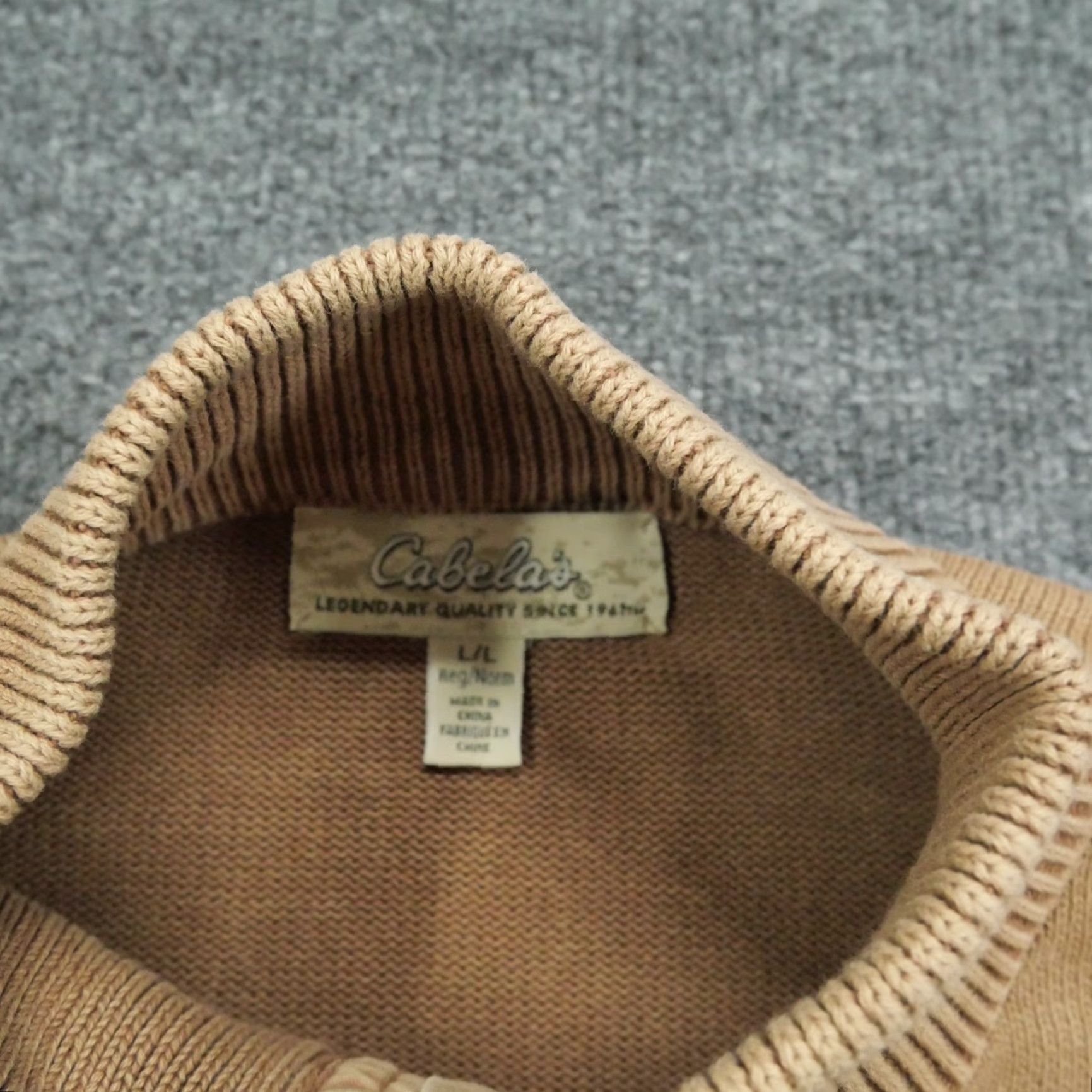 Vintage Cabela's Sweater Mens L Brown Teal Henley Button Cotton Outdoors Knit Mock Neck Casual Long Sleeve Size US L / EU 52-54 / 3 - 4 Thumbnail