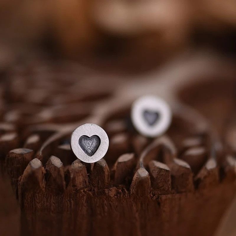 Jewelry Heart Round Stud Earrings 925 Sterling Silver Ear Gift Size ONE SIZE - 3 Thumbnail