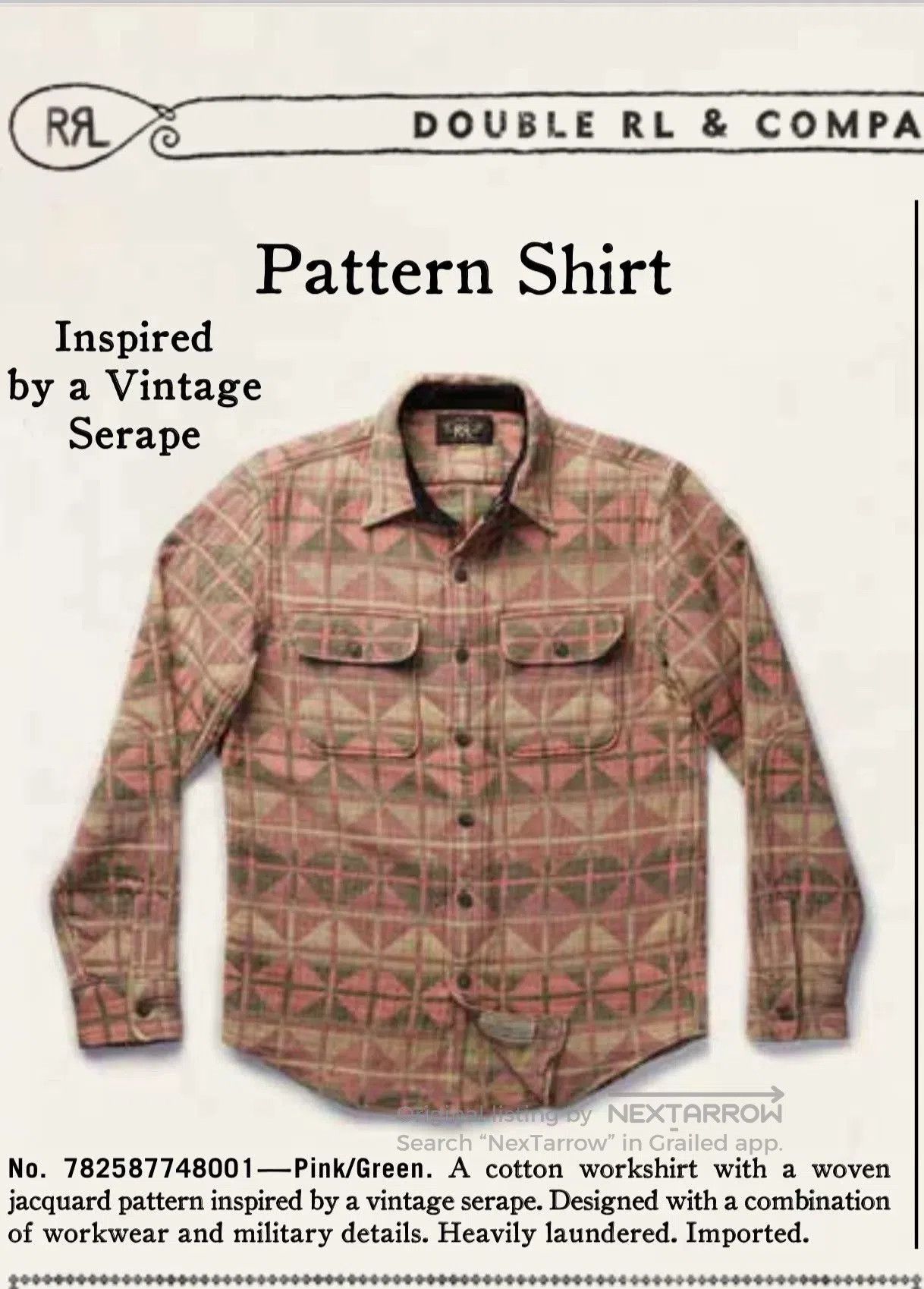 RRL Ralph Lauren 2016 RRL Southwestern Workshirt. Size US XL / EU 56 / 4 - 1 Thumbnail