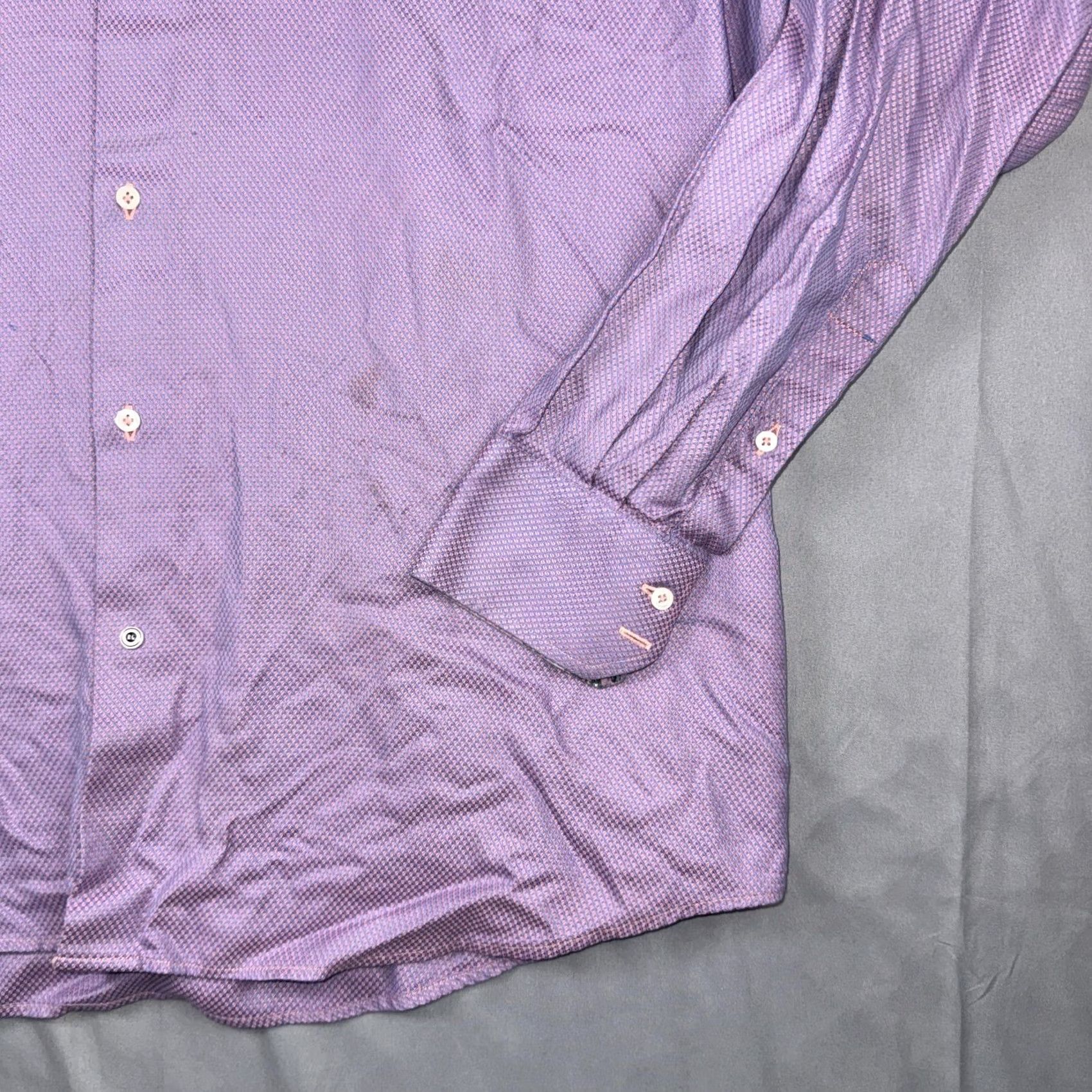 Robert Graham Robert Graham Shirt Mens XL Purple Geometric Long Sleeve Button Front Casual Size US XL / EU 56 / 4 - 6 Thumbnail
