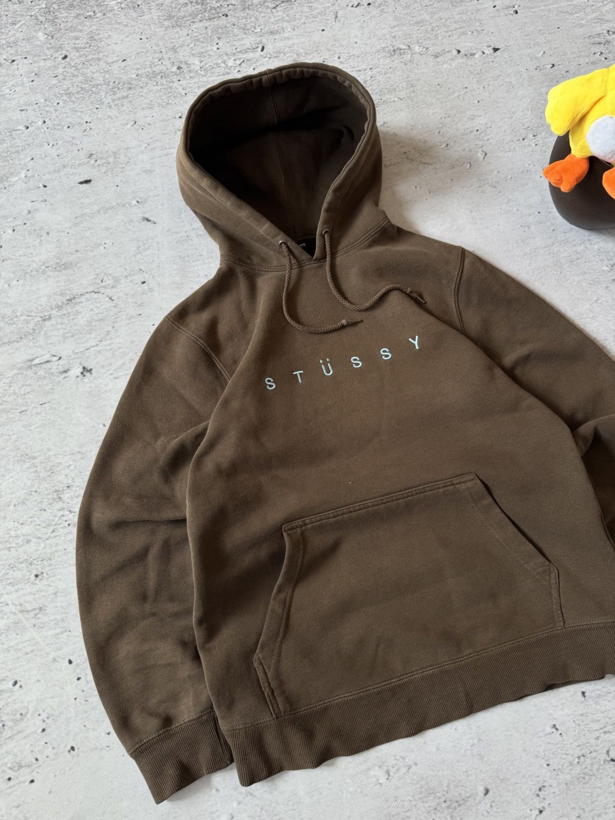 Stussy × Vintage STUSSY BROWN CENTER HUFT LOGO OVERSIZE BAGGY FIT HOODIE Size US S / EU 44-46 / 1 - 2 Thumbnail