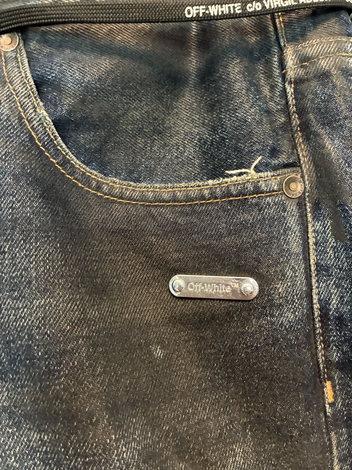 Off-White Off-White Blue Distressed Demin Size US 32 / EU 48 - 4 Thumbnail