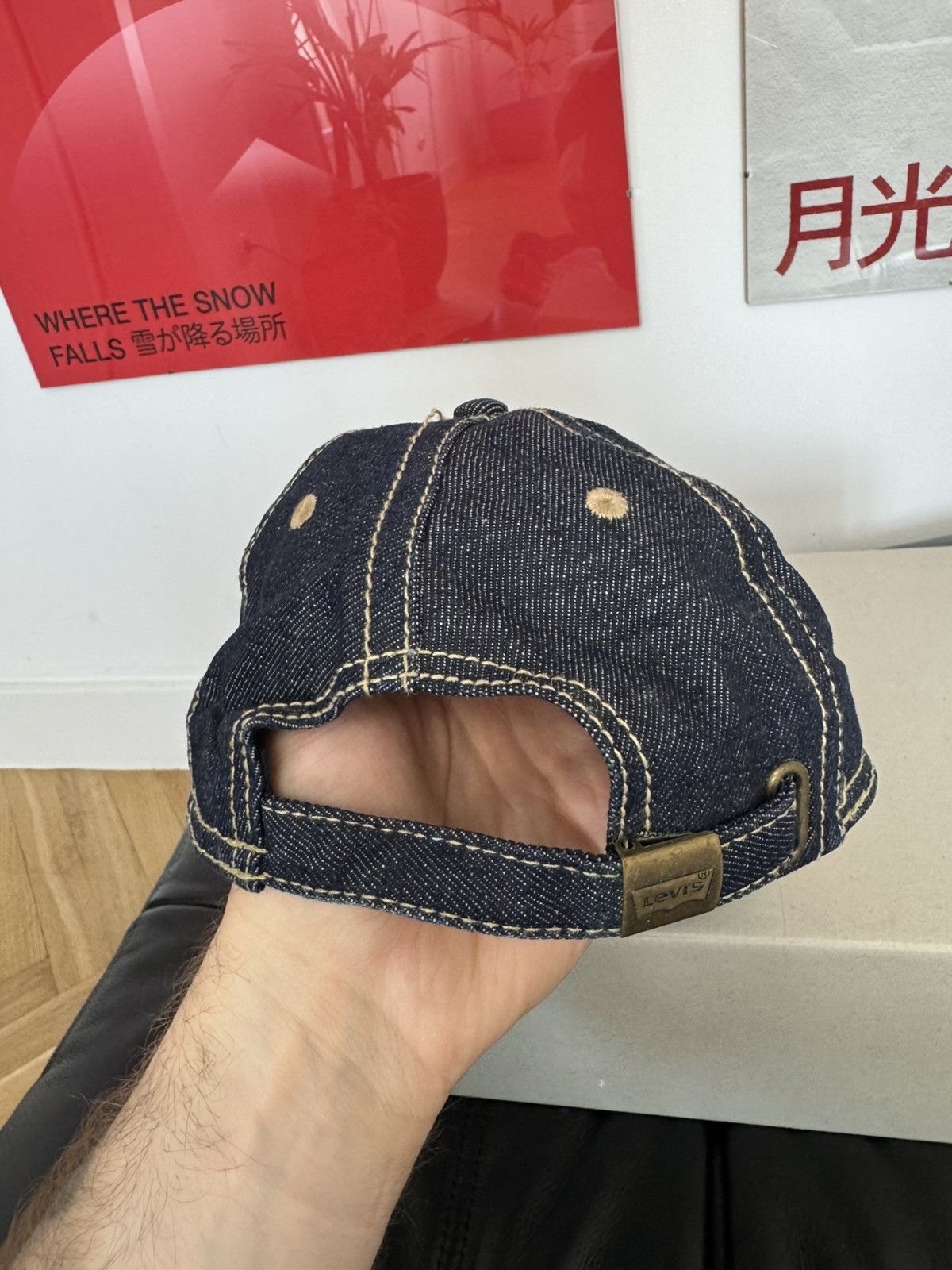 Levi's Levis Denim Dad Hat Cap Jeans Casual Snapback Navy Blue Size ONE SIZE - 3 Thumbnail