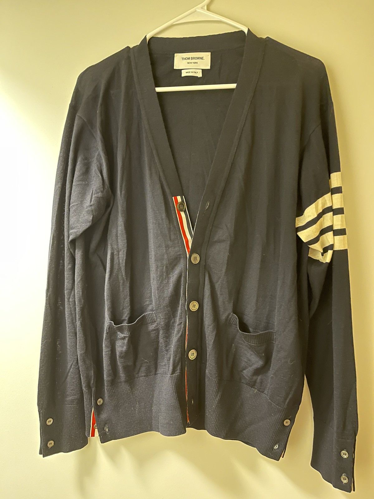 Image of Navy Thom Browne Cardigan, Men's (Size XL)