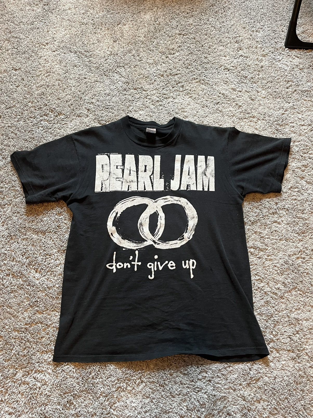 image of Band Tees x Vintage Pearl Jam "don't Give Up" Master/slave Vintage The Ten Album in Black (Size Lar