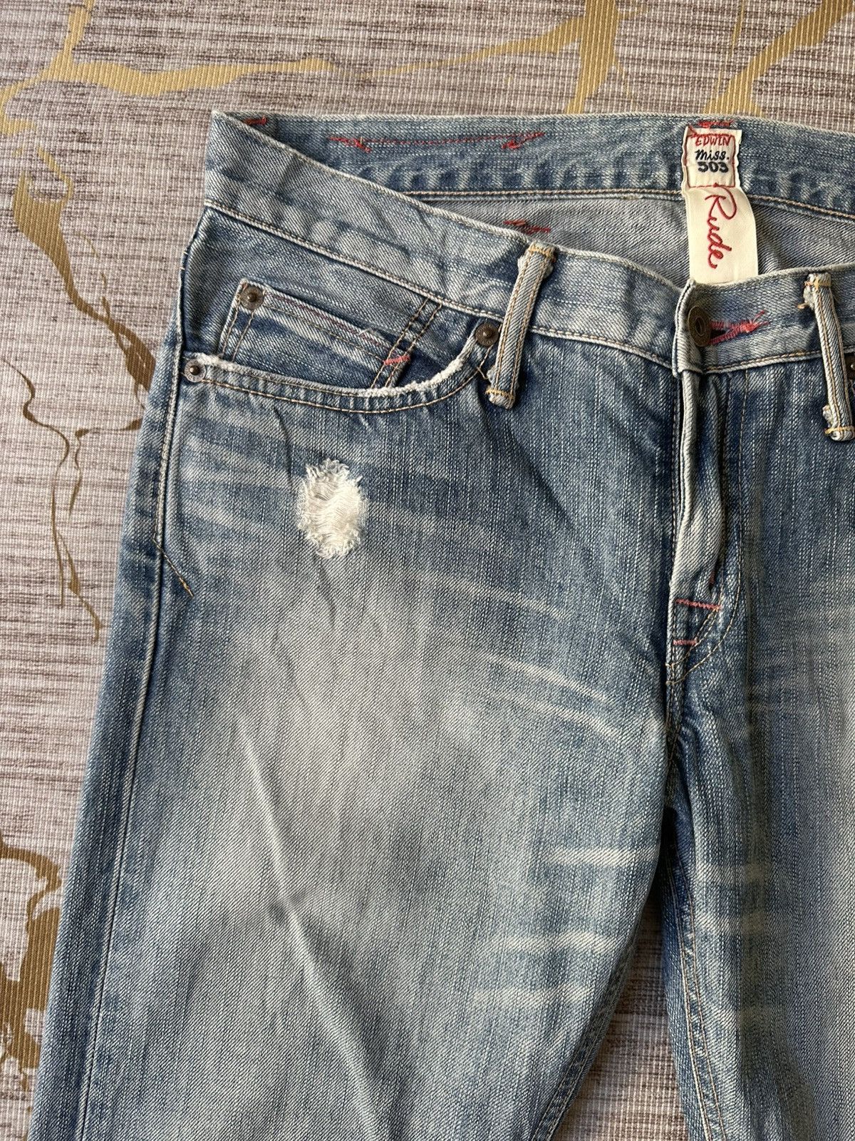 If Six Was Nine FLARE Edwin Miss 503 Rude Distressed Denim Size 30" / US 8 / IT 44 - 10 Thumbnail