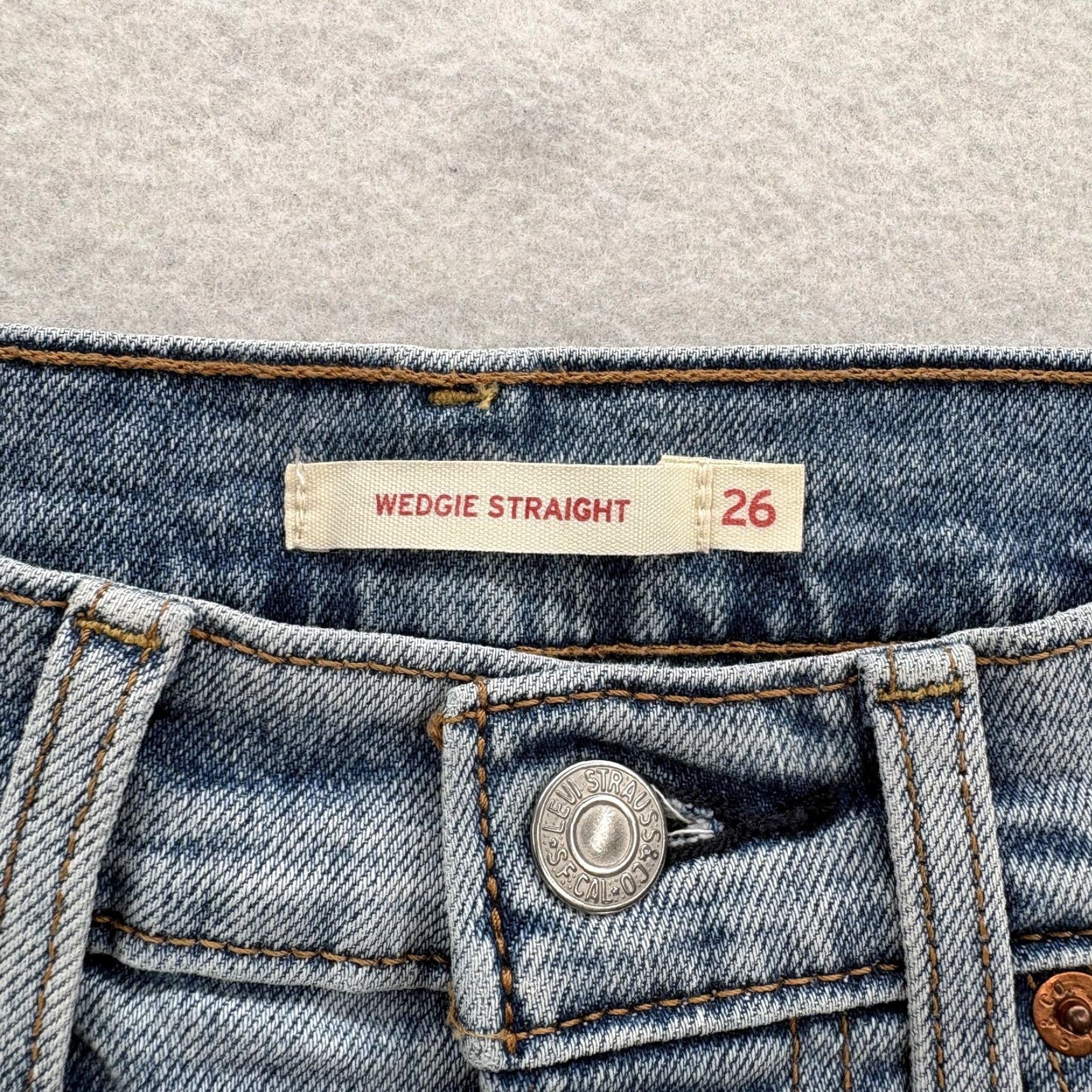 Levi's Levis Wedgie Straight Jeans Womens 26 Light Blue High Rise Button Fly Pants Size 26" / US 2 / IT 38 - 5 Thumbnail