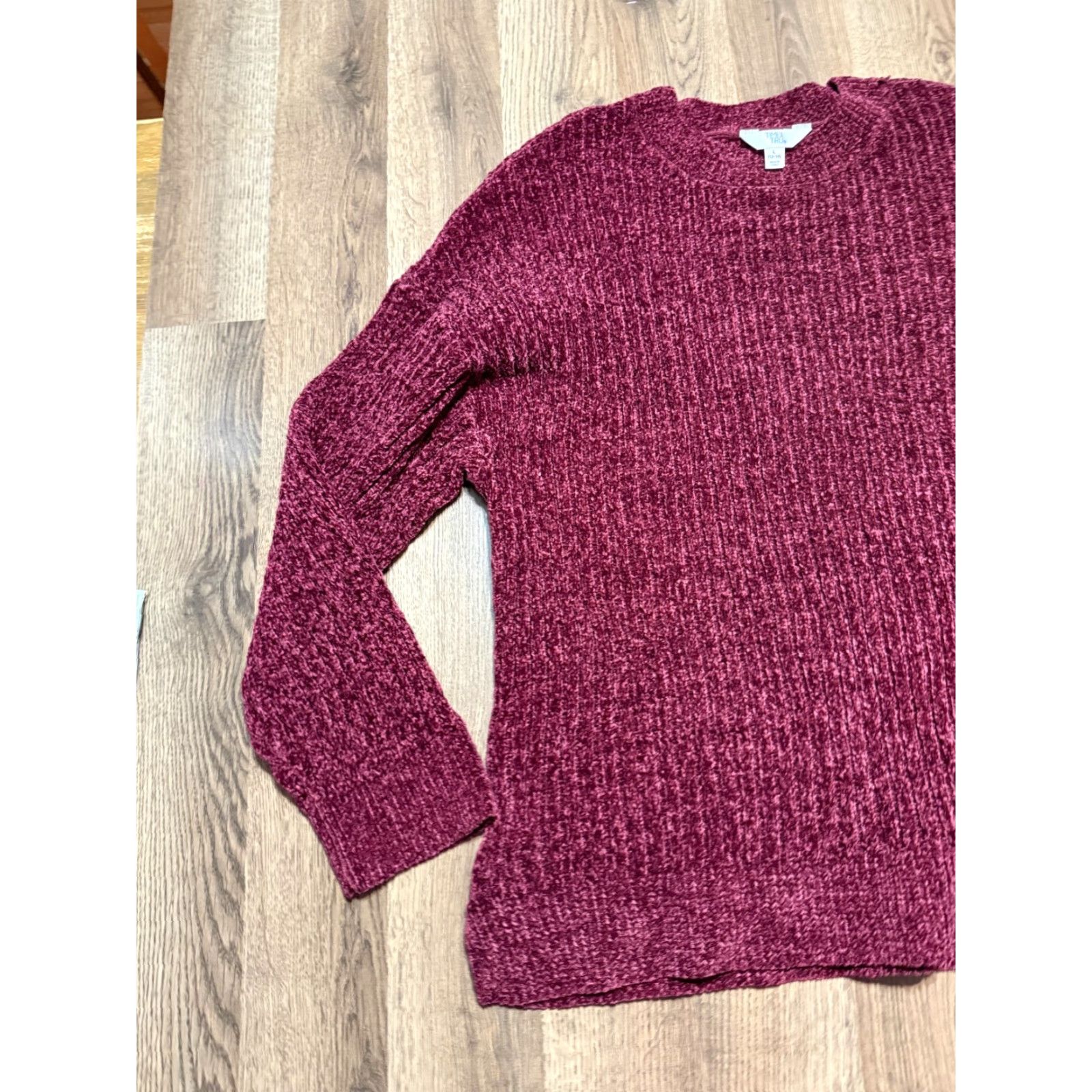 Vintage Time & Tru Sweater Women's Large Purple Crewneck Knit Pullover Size L / US 10 / IT 46 - 3 Thumbnail
