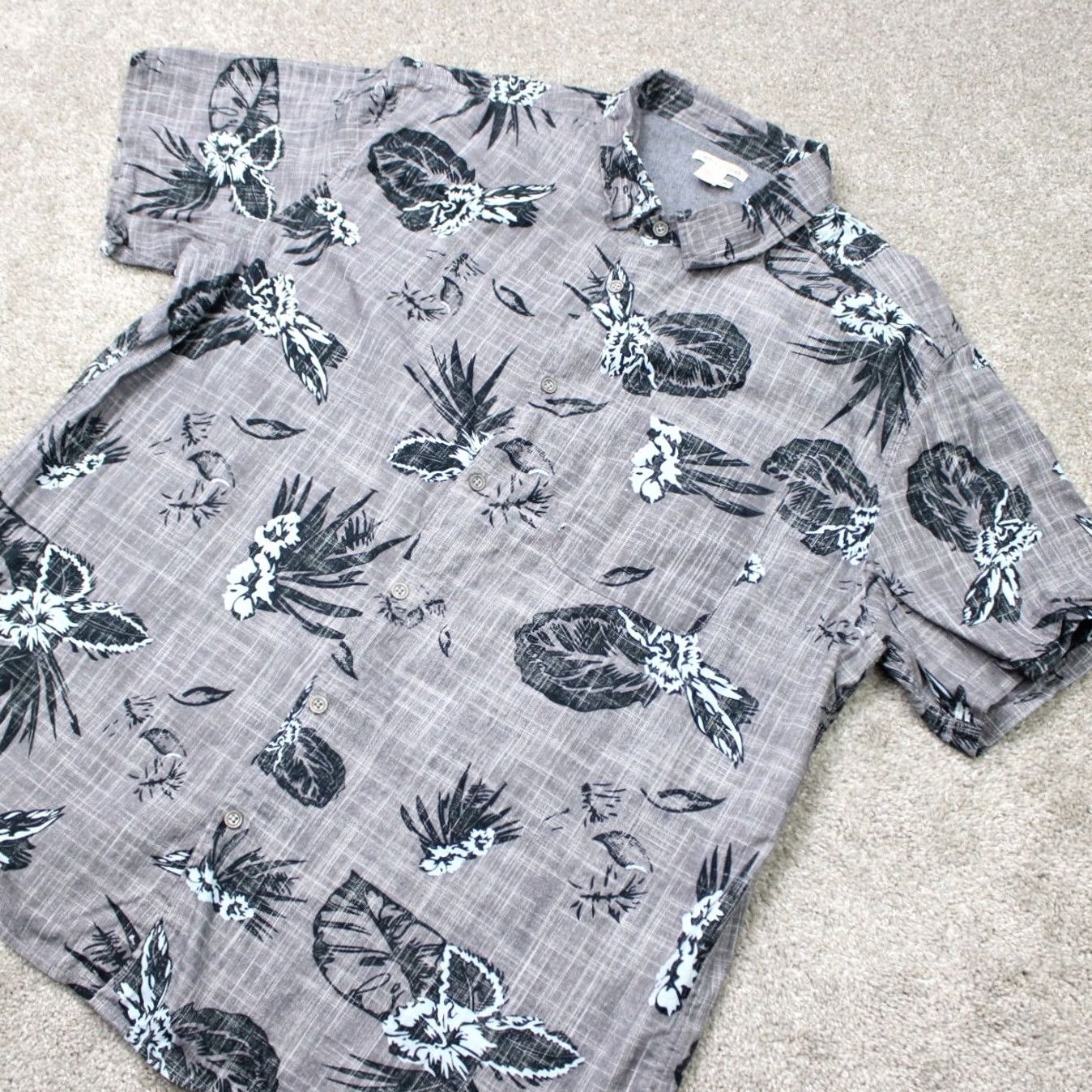 Carbon Carbon2Cobalt Shirt Mens XL Gray Floral Reverse Print 100% Cotton Short Sleeve Size US XL / EU 56 / 4 - 3 Thumbnail