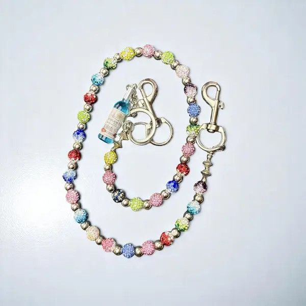 Jewelry Colorful Lucky Beaded Wallet Chain, Pants Chain, Belt Chain Size ONE SIZE - 1 Thumbnail