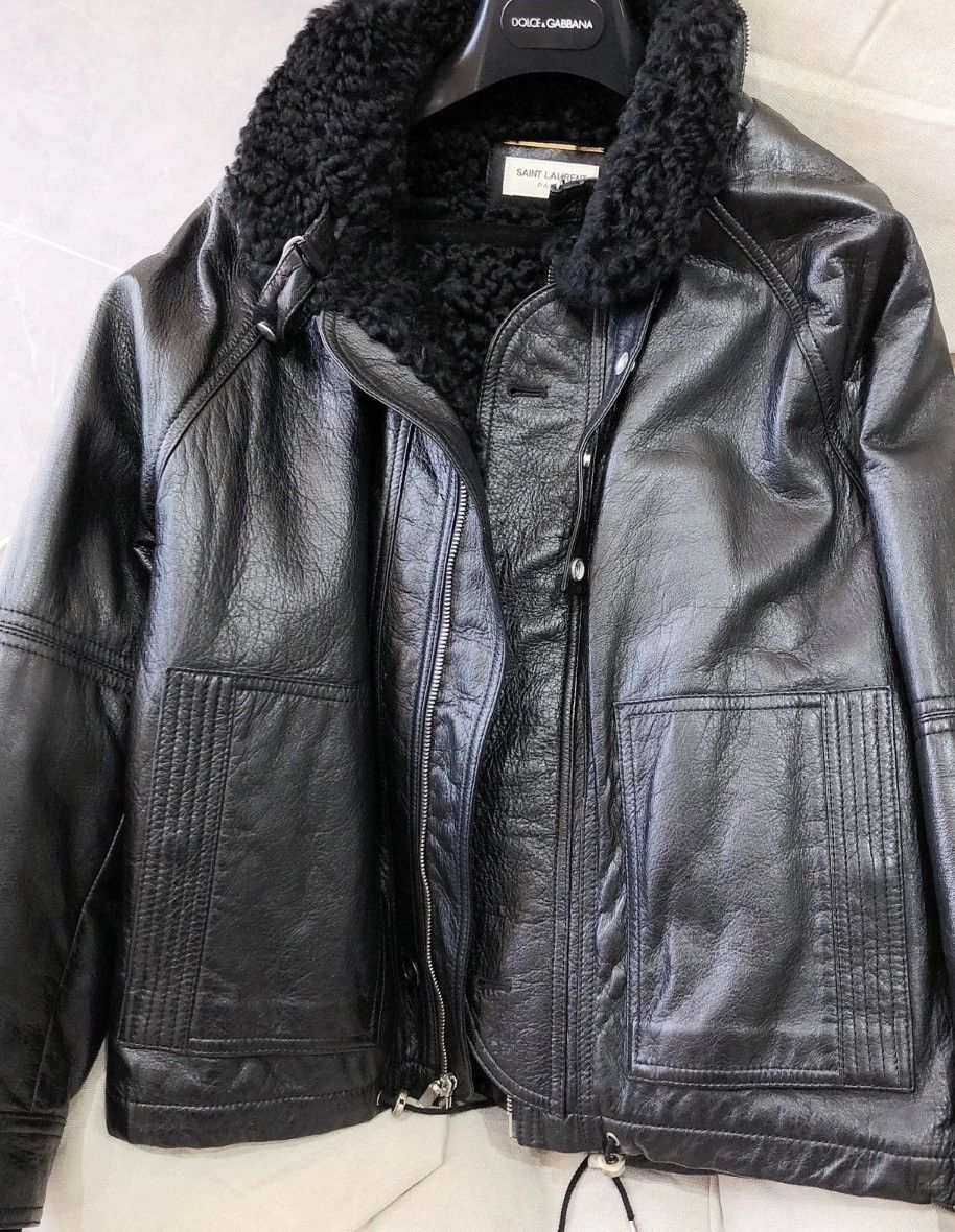 Saint Laurent Paris × Yves Saint Laurent Saint Laurent fur integrated pilot jacket c 2408-Nextarrow Size M / US 6-8 / IT 42-44 - 4 Thumbnail