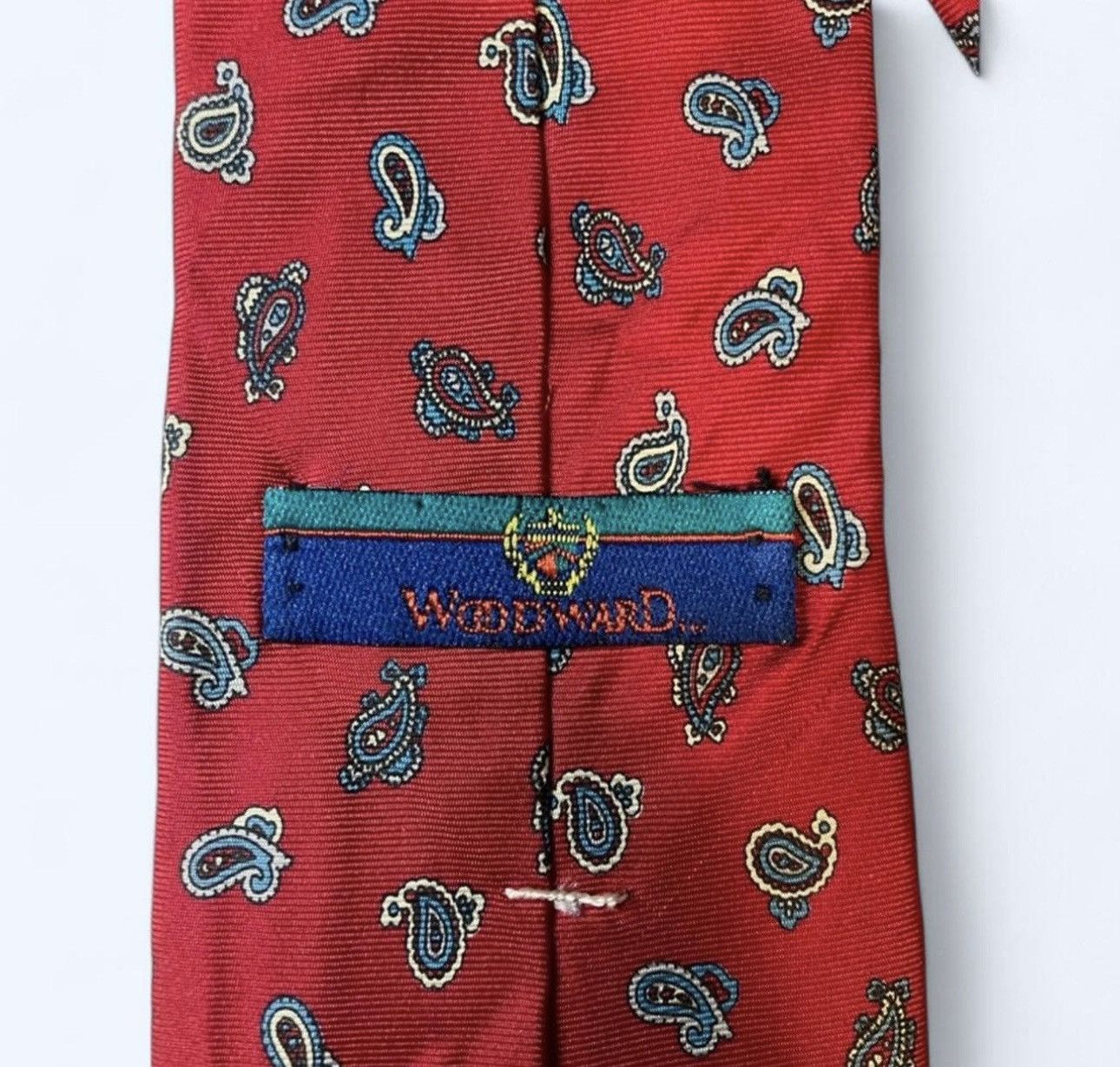 Woodward Vtg Red Paisley Tie Woodward Silk Bright Colorful Elegant Size ONE SIZE - 4 Thumbnail