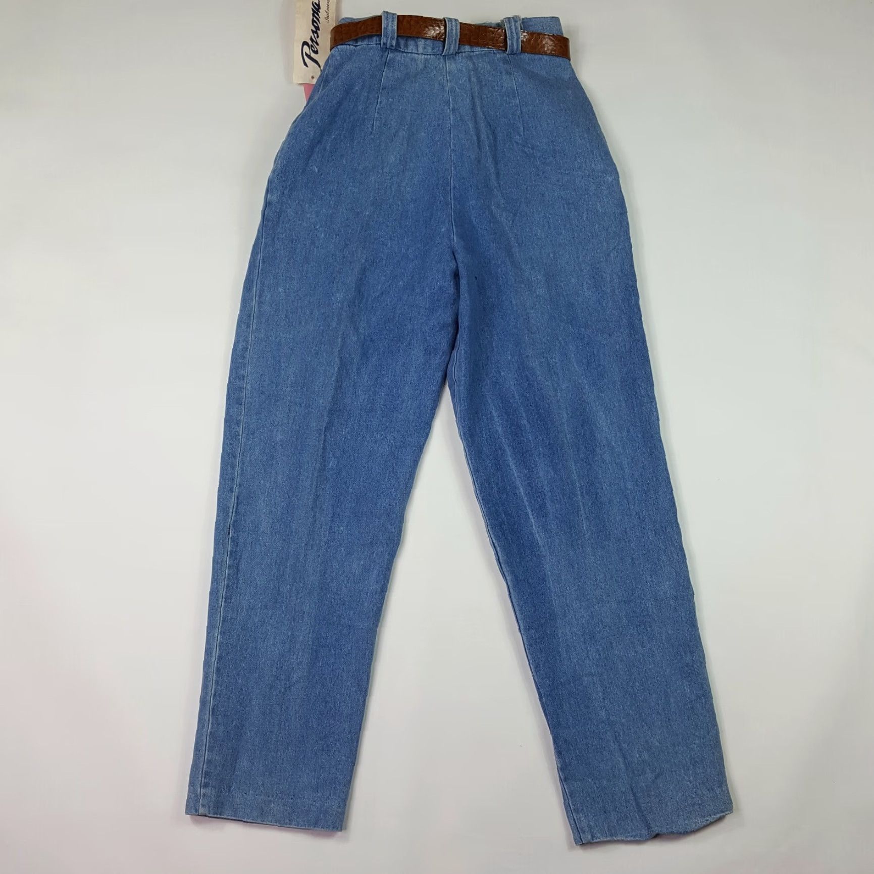 Denime Vintage Jeans Size 8 Blue Slim Belted Pleated Tapered Stonewashed Denim 80s Size 30" / US 8 / IT 44 - 6 Thumbnail