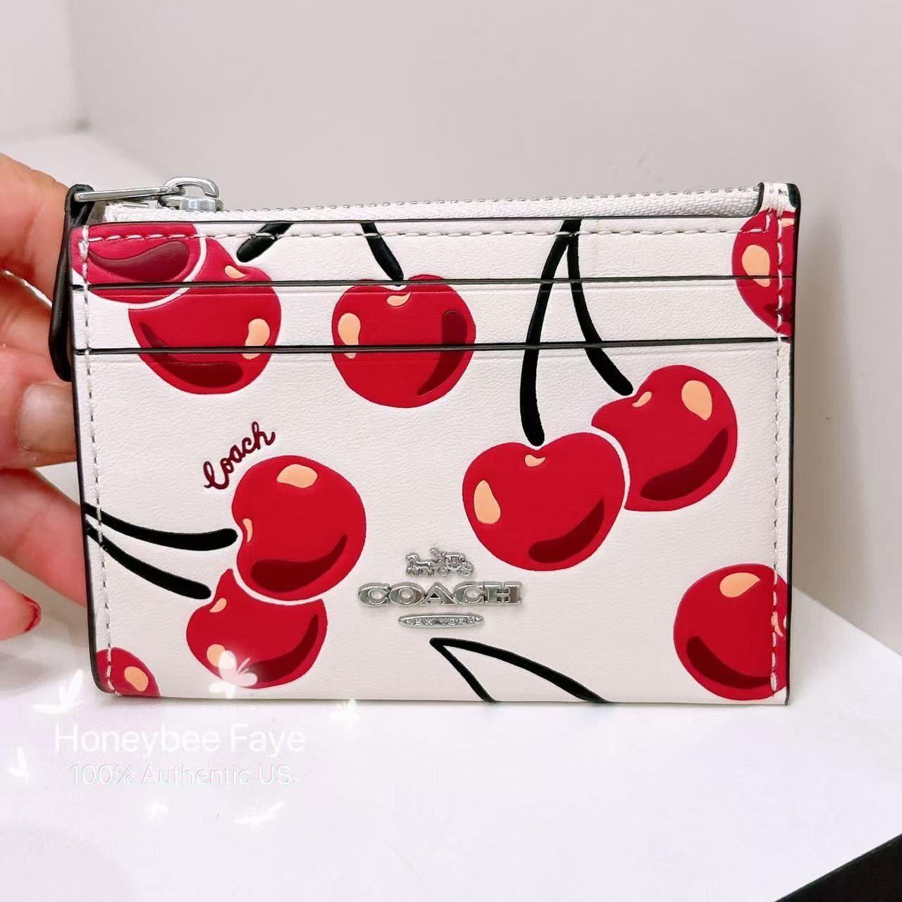 Coach 🍒 Mini Skinny Id Case With Cherry Print CZ463 Size ONE SIZE - 1 Thumbnail