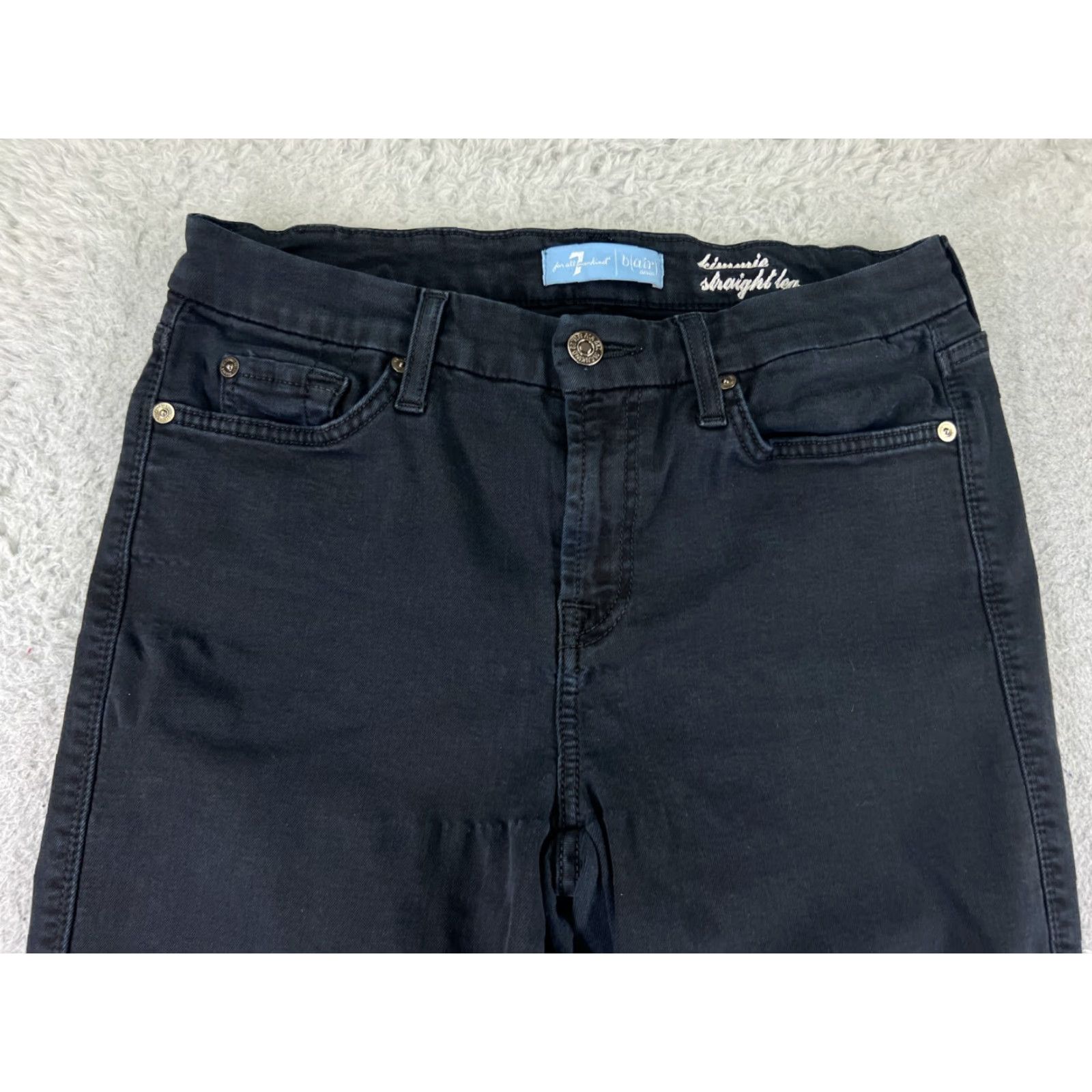 7 For All Mankind 7 For All Mankind Jeans Womens 29 Black Denim Straight Leg 28x32 Mid Rise Regular Fit 5-Pocket Size 29" - 4 Thumbnail