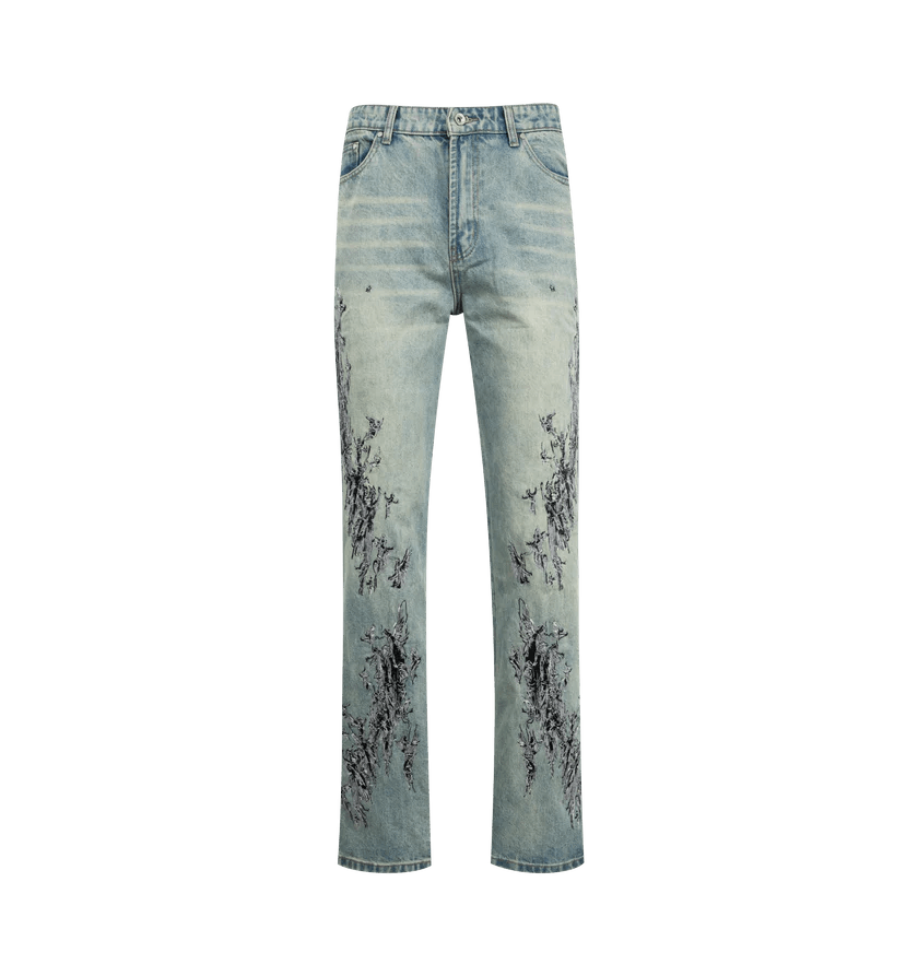Who Decides War o1h1sh10525 Scratched Denim Pant in Blue Size US 34 / EU 50 - 1 Thumbnail