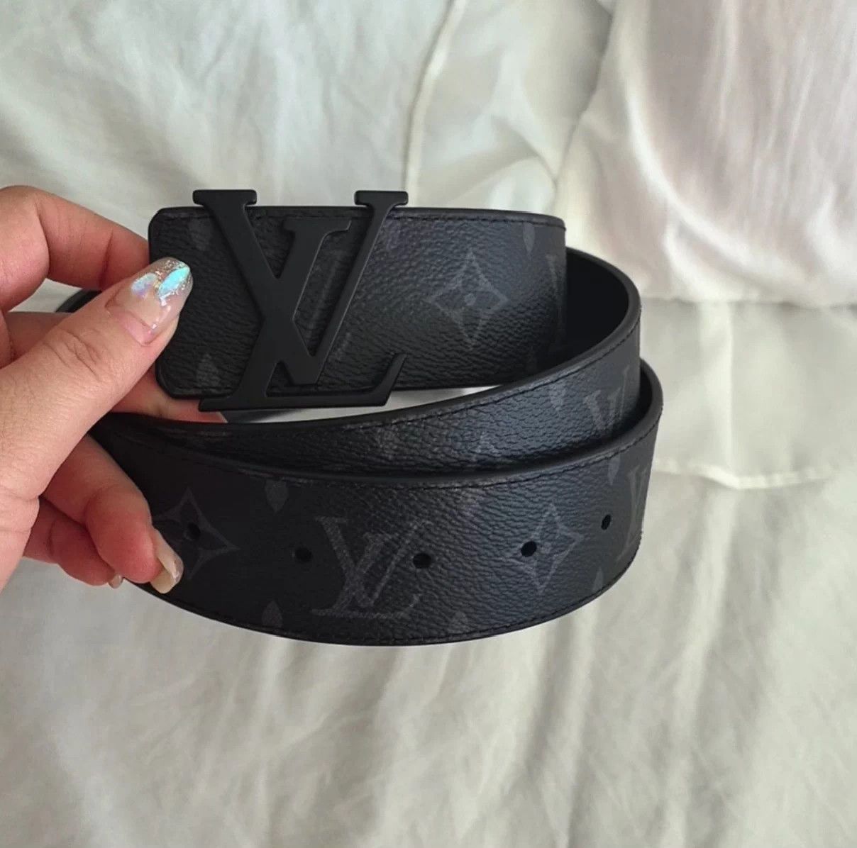 Louis Vuitton LV Black Monogram All Over Print Belt 95CM Size ONE SIZE - 9 Thumbnail