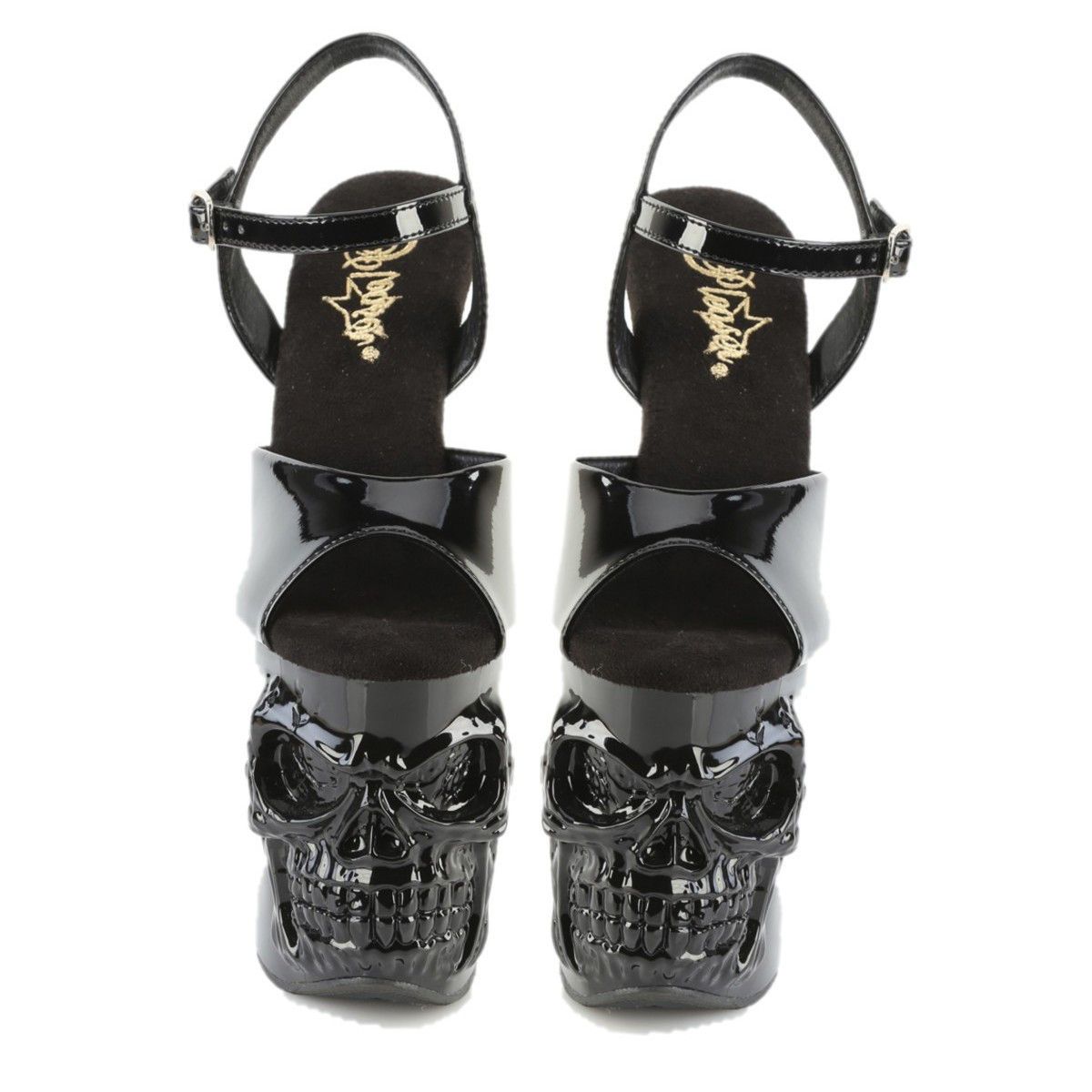 Other Rapture Black Patent Skull & Bones High Heel Platform Shoes Size US 10 / IT 40 - 4 Thumbnail
