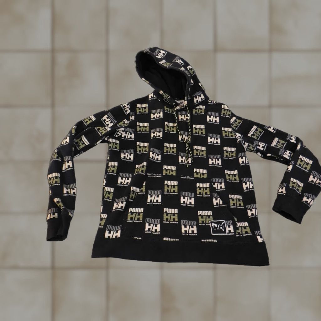 Puma Puma Helly Hansen Hoodie Mens Small Black All Over Print Pullover Streetwear Size US S / EU 44-46 / 1 - 1 Thumbnail