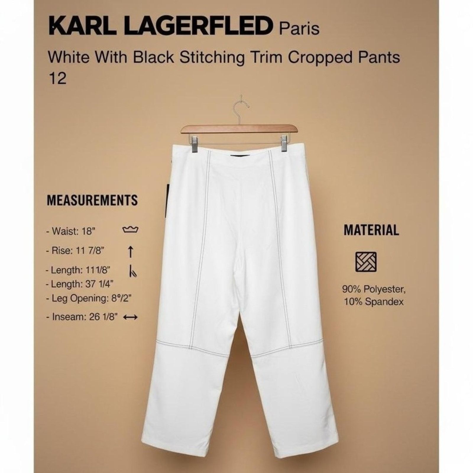 Karl Lagerfeld KARL LAGERFELD Paris White Black Stitching Cropped Pants 12 Size 34" / US 12 / IT 48 - 5 Thumbnail