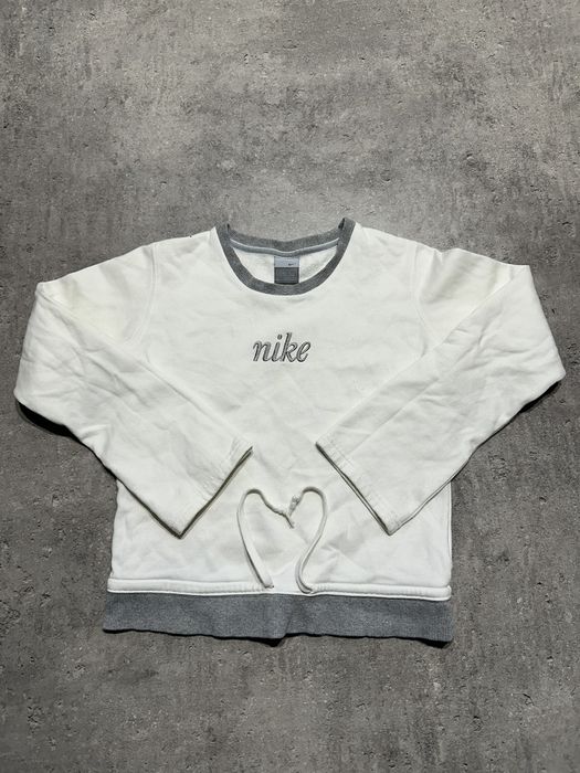 Nike Hoodie crewneck y2k vintage nike cream white grey print Grailed