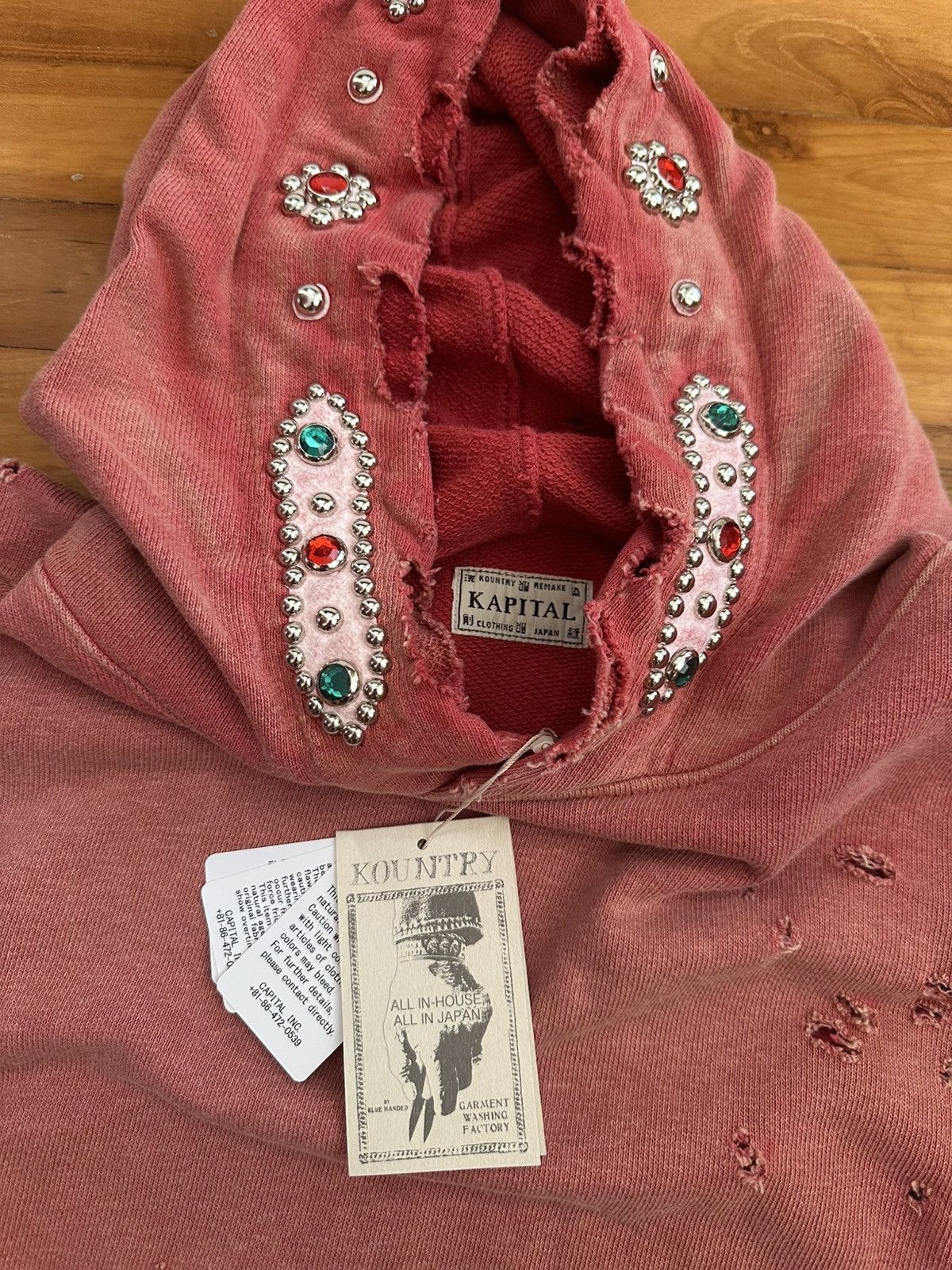 Kapital Kapital SWT Knit Thrilled Damaged Hoodie Studs Size US XL / EU 56 / 4 - 3 Thumbnail
