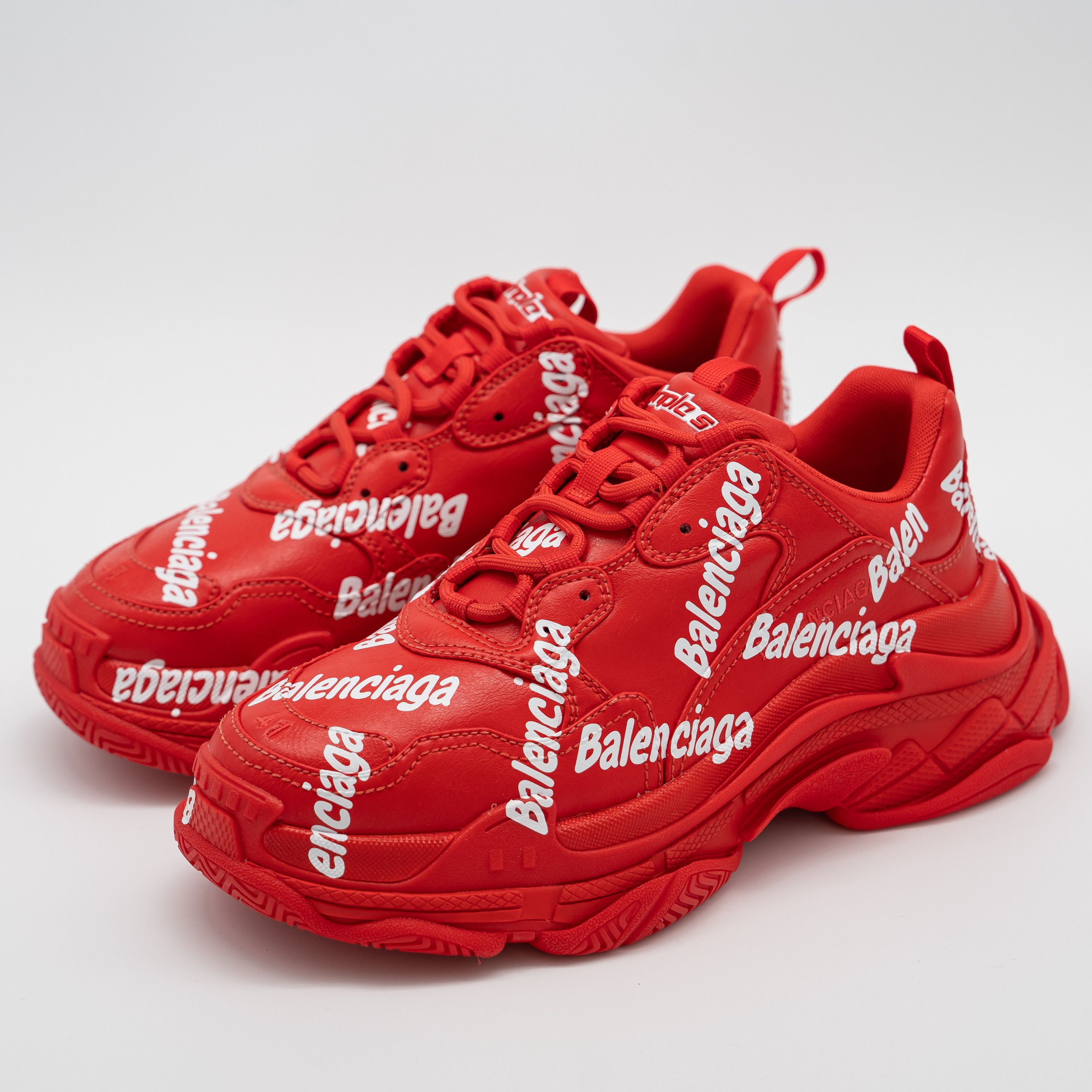 41eu Balenciaga Triple S All Over Tomato Red White Print