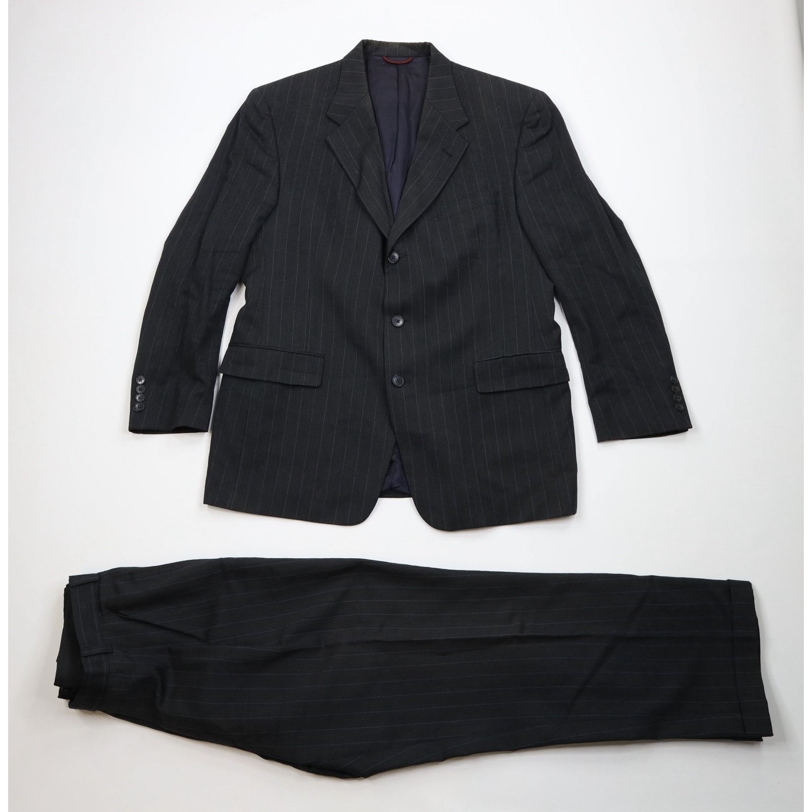 Vintage Vintage 90s Streetwear 2 Piece Wedding Wool Pinstriped Suit Size 42R - 1 Thumbnail