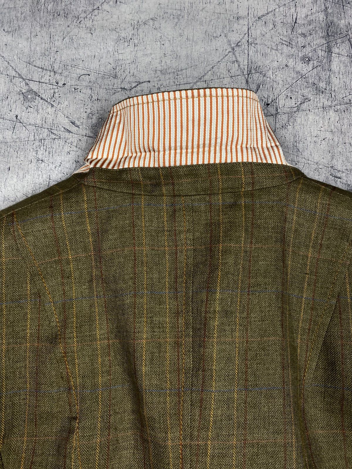 Bogner Bogner Women Olive Linen Silk Blazer Plaid Tailored Jacket Size XL / US 12-14 / IT 48-50 - 15 Thumbnail