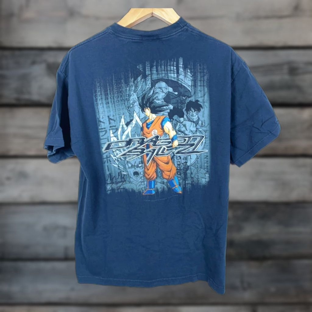 VINTAGE Dragon Ball Z T-Shirt Men's XL Dark Blue Double-Sided Print Anime 2000s Graphic
